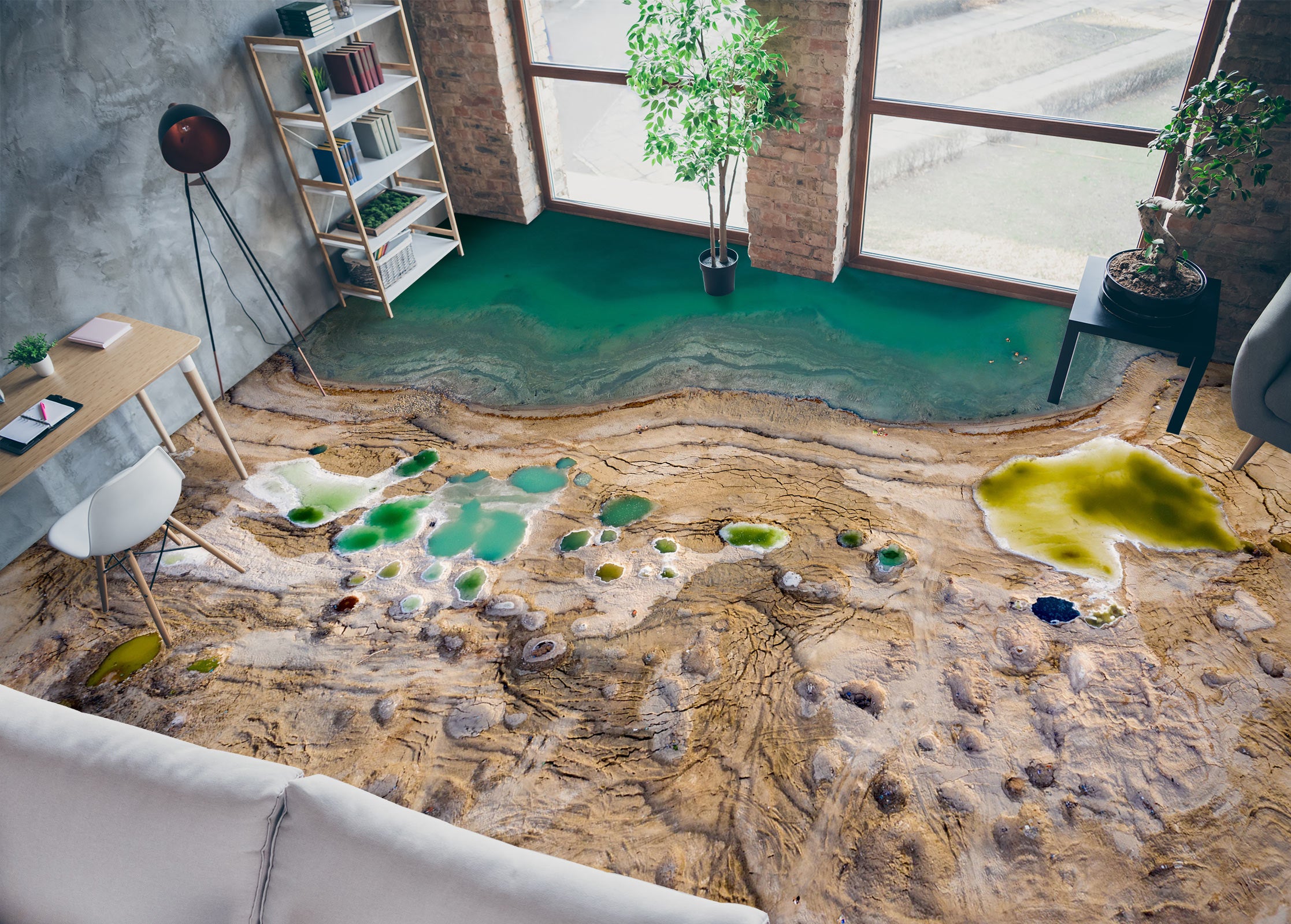 3D Rich Green Water 447 Floor Mural