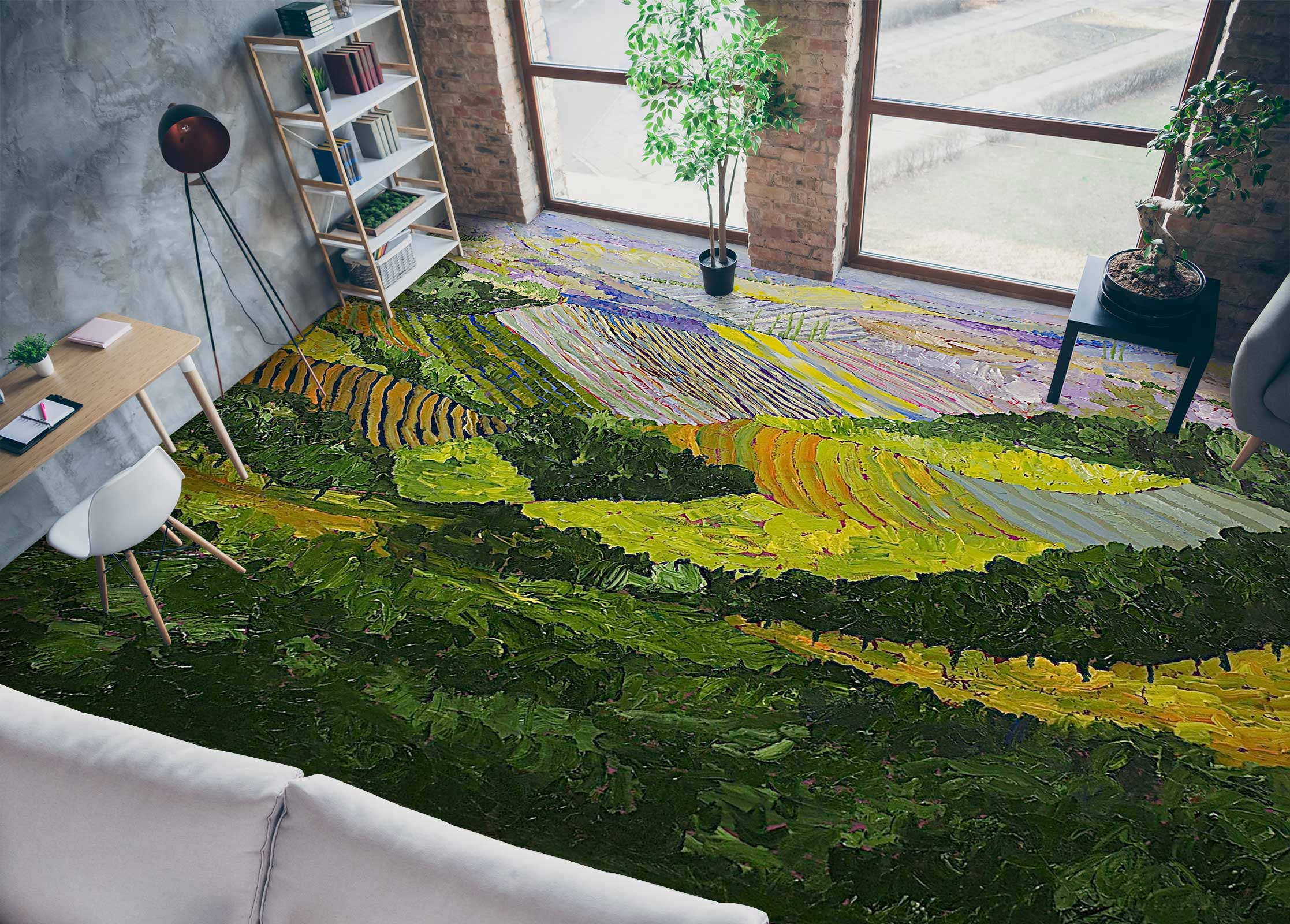 3D Field Grass Painting 9509 Allan P. Friedlander Floor Mural  Wallpaper Murals Self-Adhesive Removable Print Epoxy