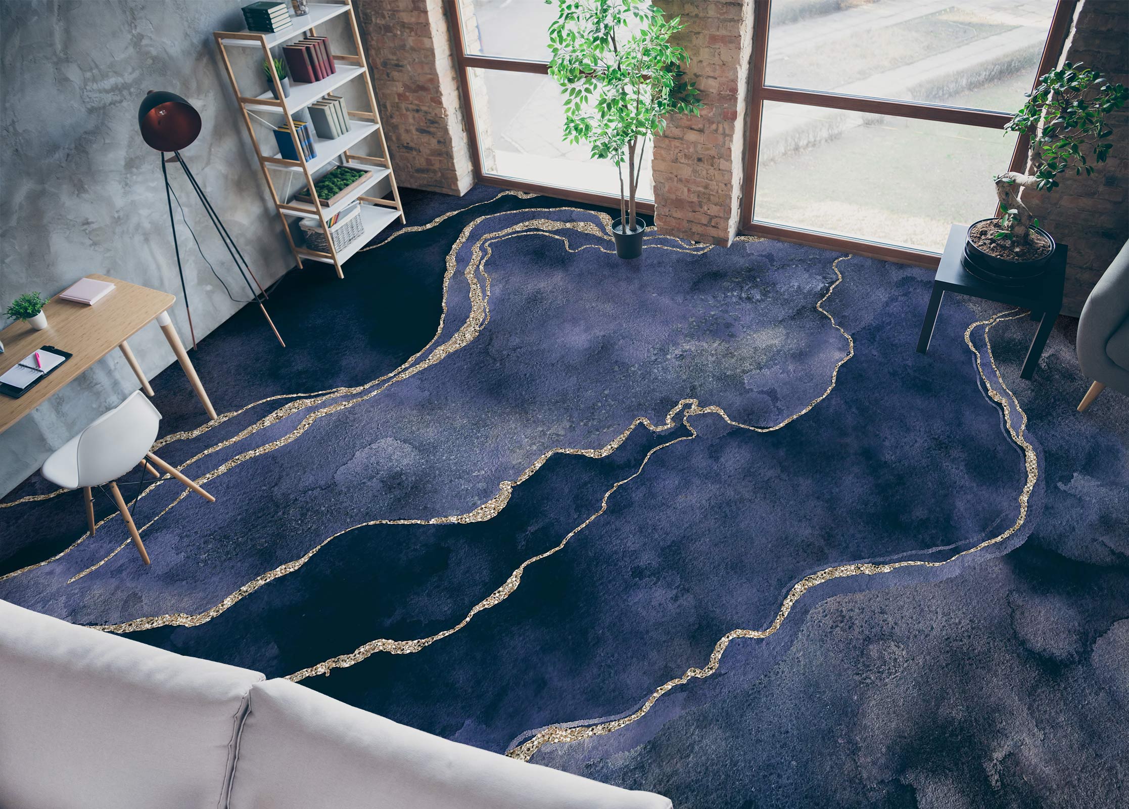 3D Blue Pattern Phnom Penh 102131 Andrea Haase Floor Mural  Wallpaper Murals Self-Adhesive Removable Print Epoxy