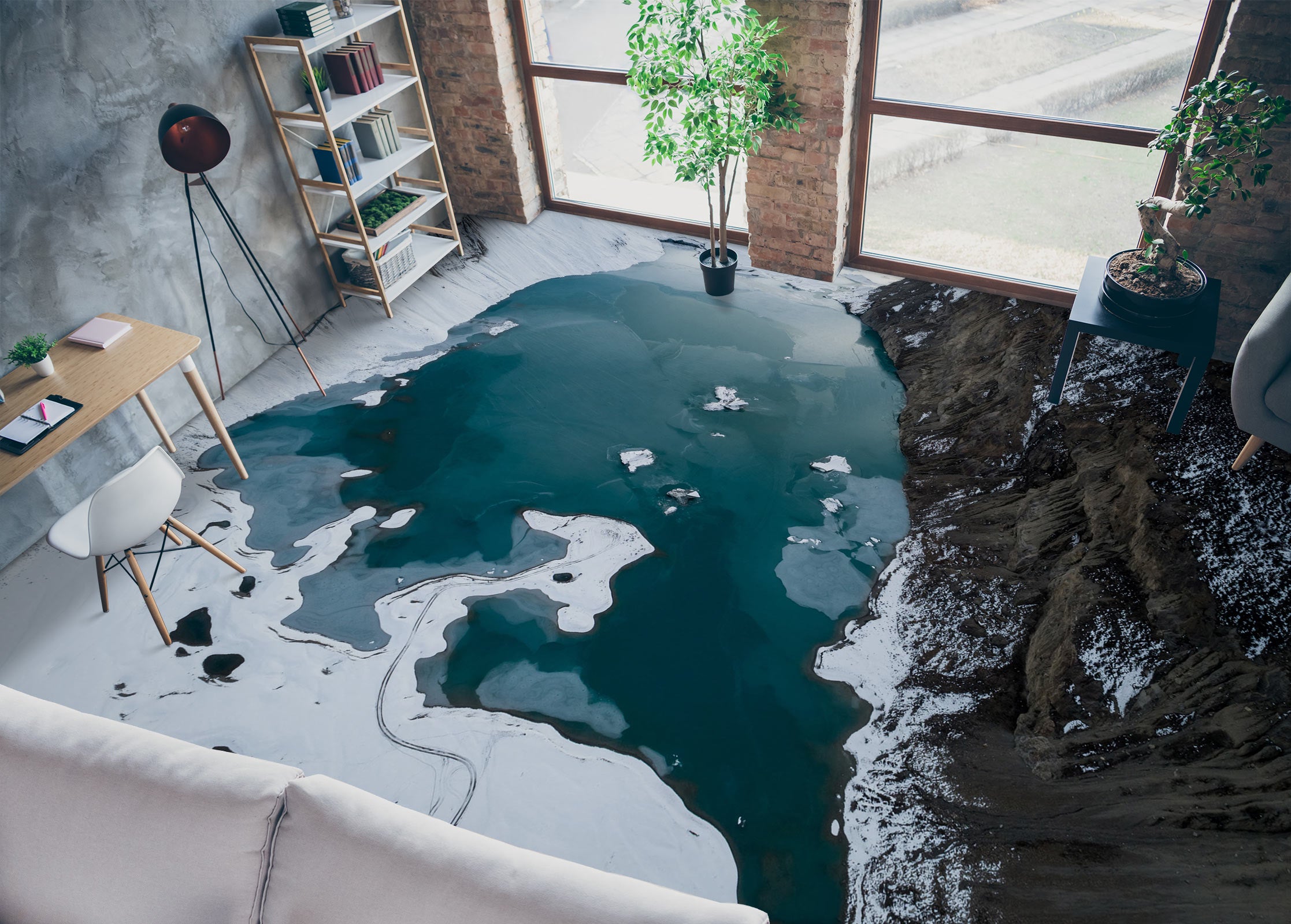 3D Melting Of Ice 491 Floor Mural  Wallpaper Murals Rug & Mat Print Epoxy waterproof bath floor