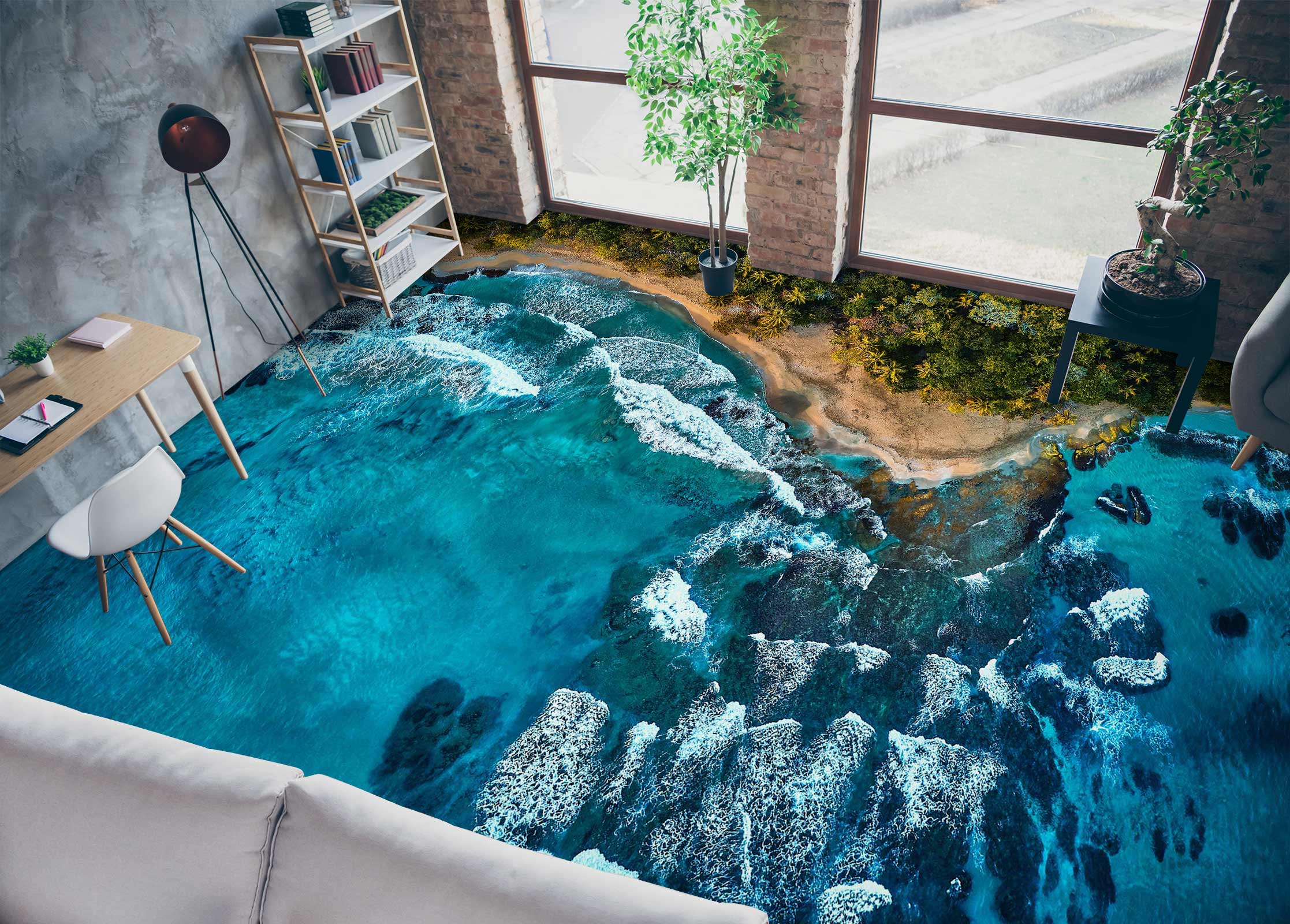 3D Bright Blue Art Sea 455 Floor Mural  Wallpaper Murals Rug & Mat Print Epoxy waterproof bath floor