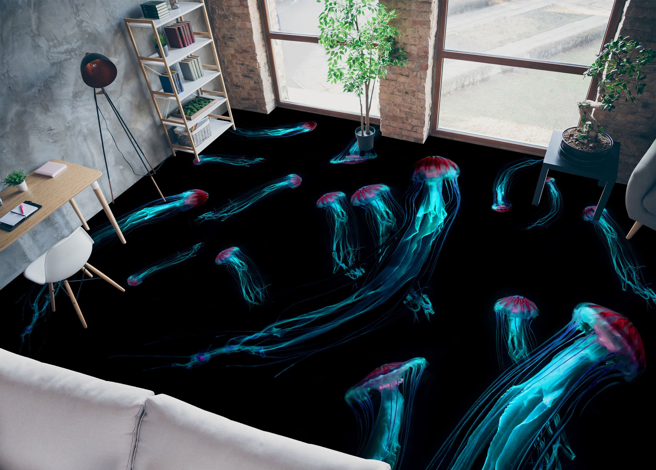 3D Psychedelic Jellyfish 687 Floor Mural  Wallpaper Murals Rug & Mat Print Epoxy waterproof bath floor