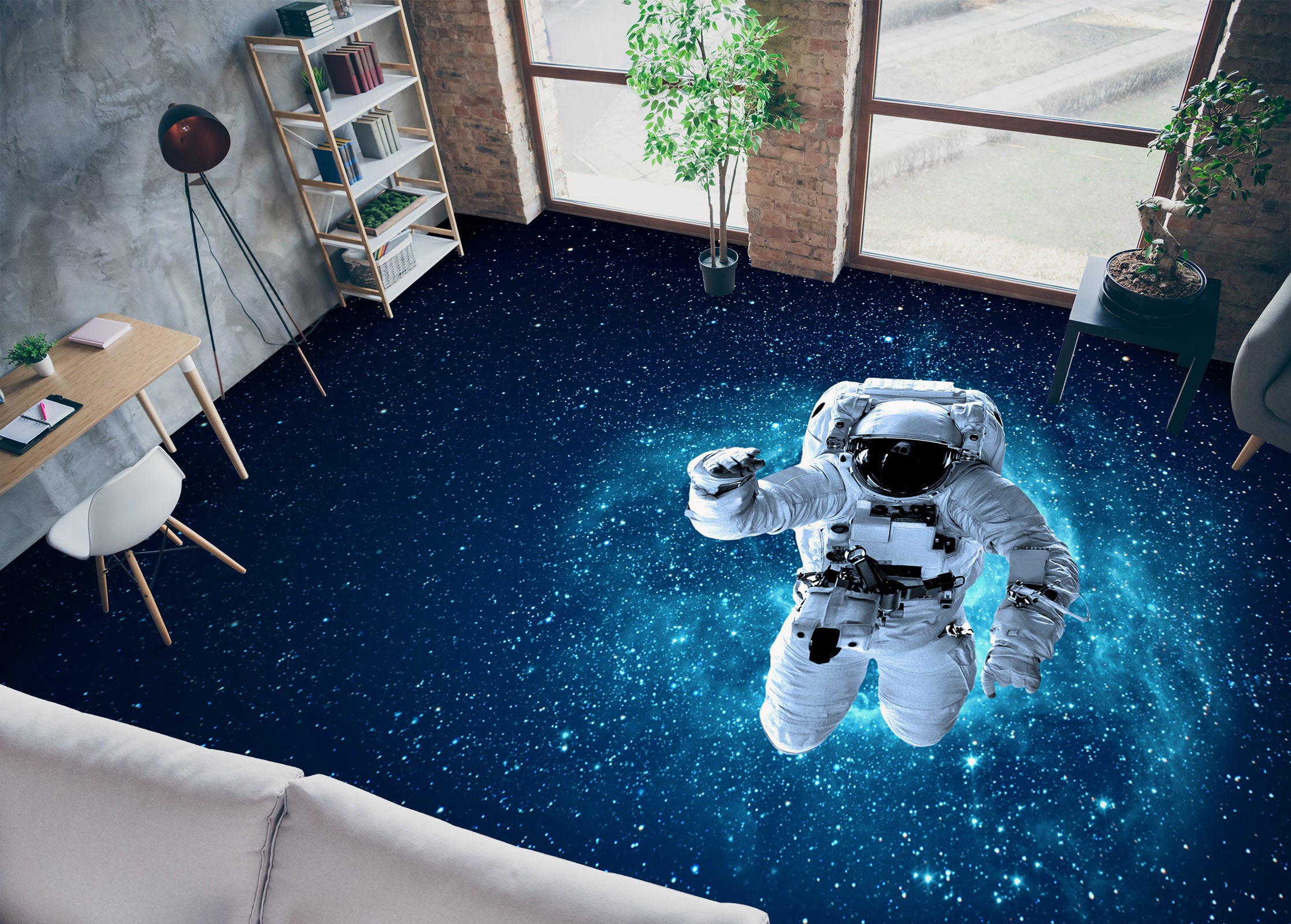 3D Brave Astronaut 1234 Floor Mural  Wallpaper Murals Self-Adhesive Removable Print Epoxy