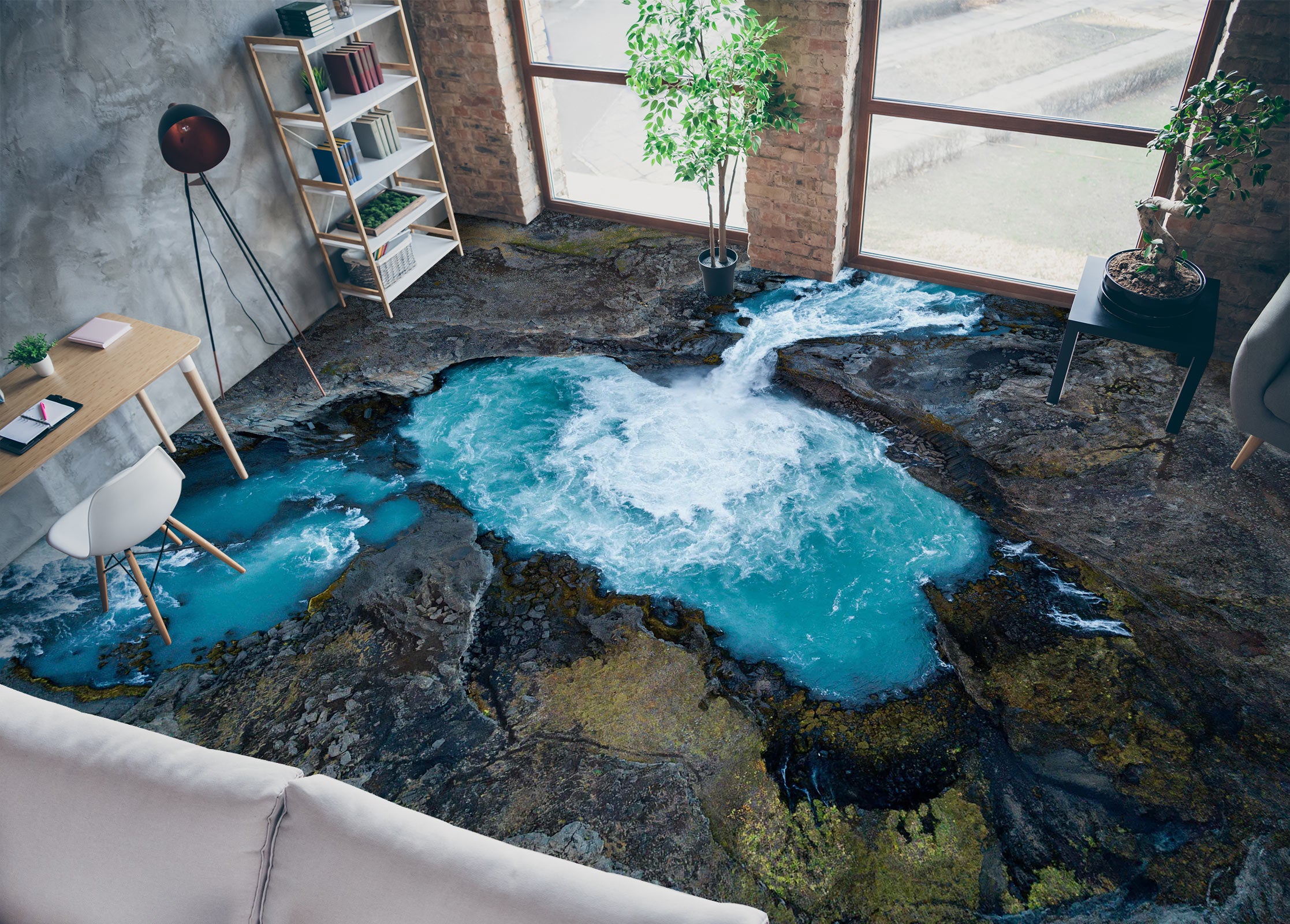 3D Waterfall And Blue Lake 102 Floor Mural  Wallpaper Murals Rug & Mat Print Epoxy waterproof bath floor