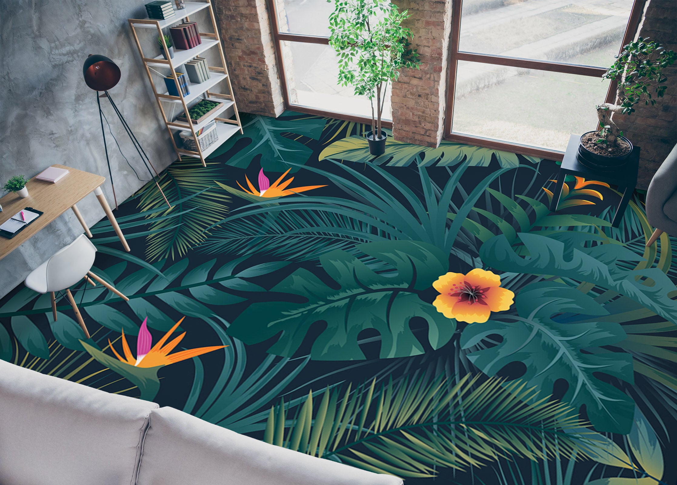 3D Yellow Flower Of Life 1255 Floor Mural