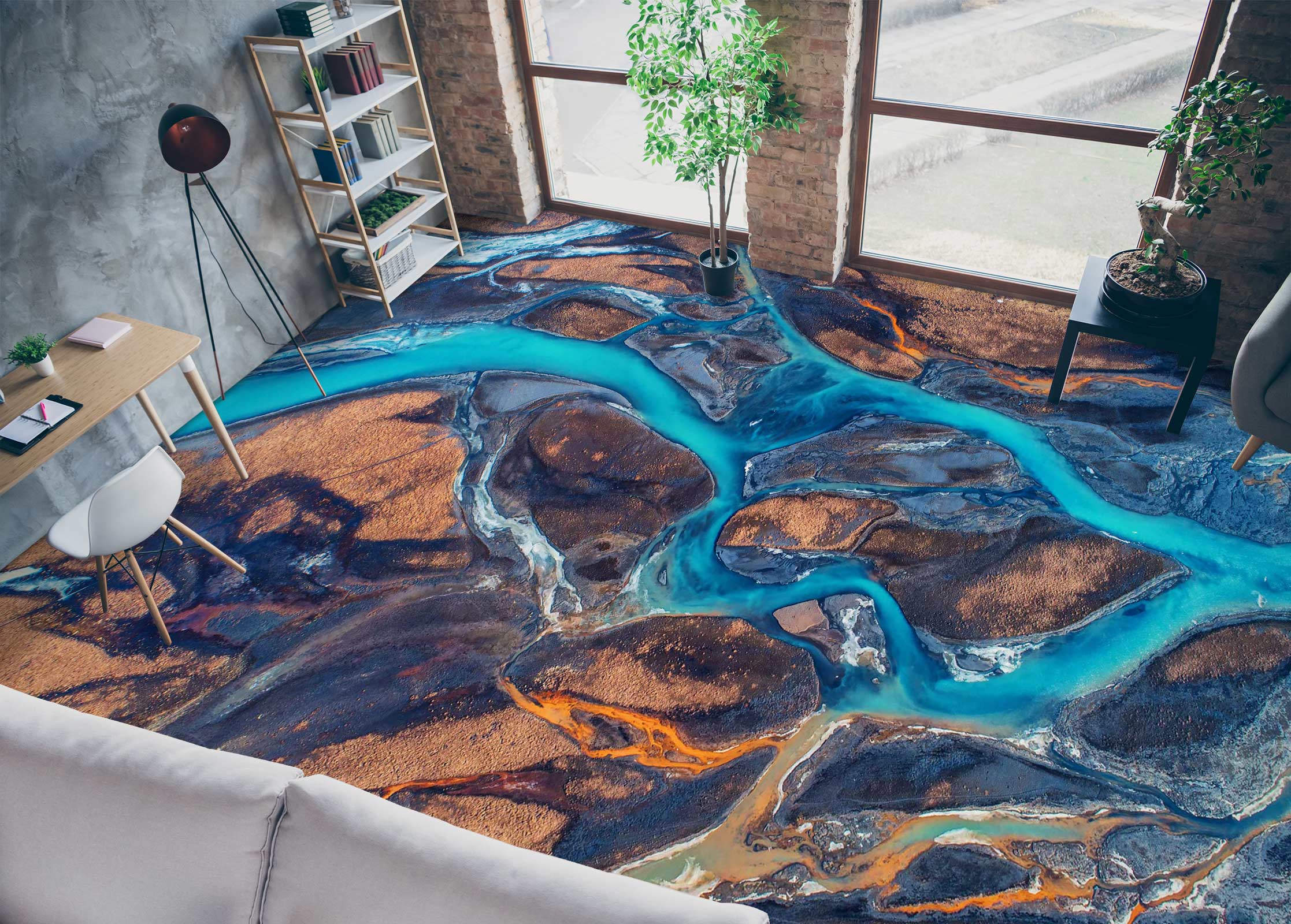 3D Abstract Blue River 124 Floor Mural  Wallpaper Murals Rug & Mat Print Epoxy waterproof bath floor
