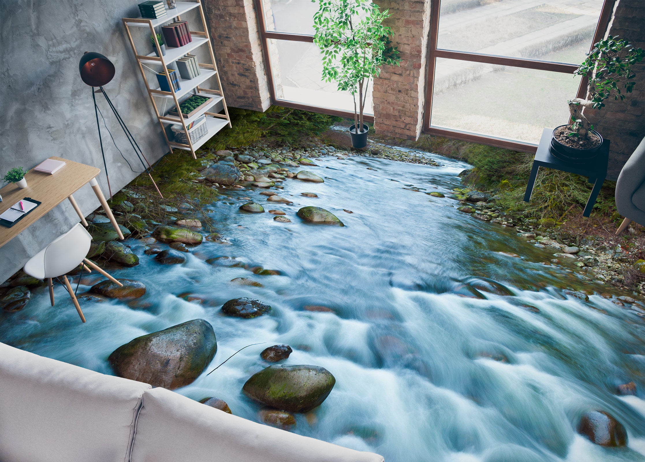3D Fierce Blue River 1011 Floor Mural  Wallpaper Murals Self-Adhesive Removable Print Epoxy