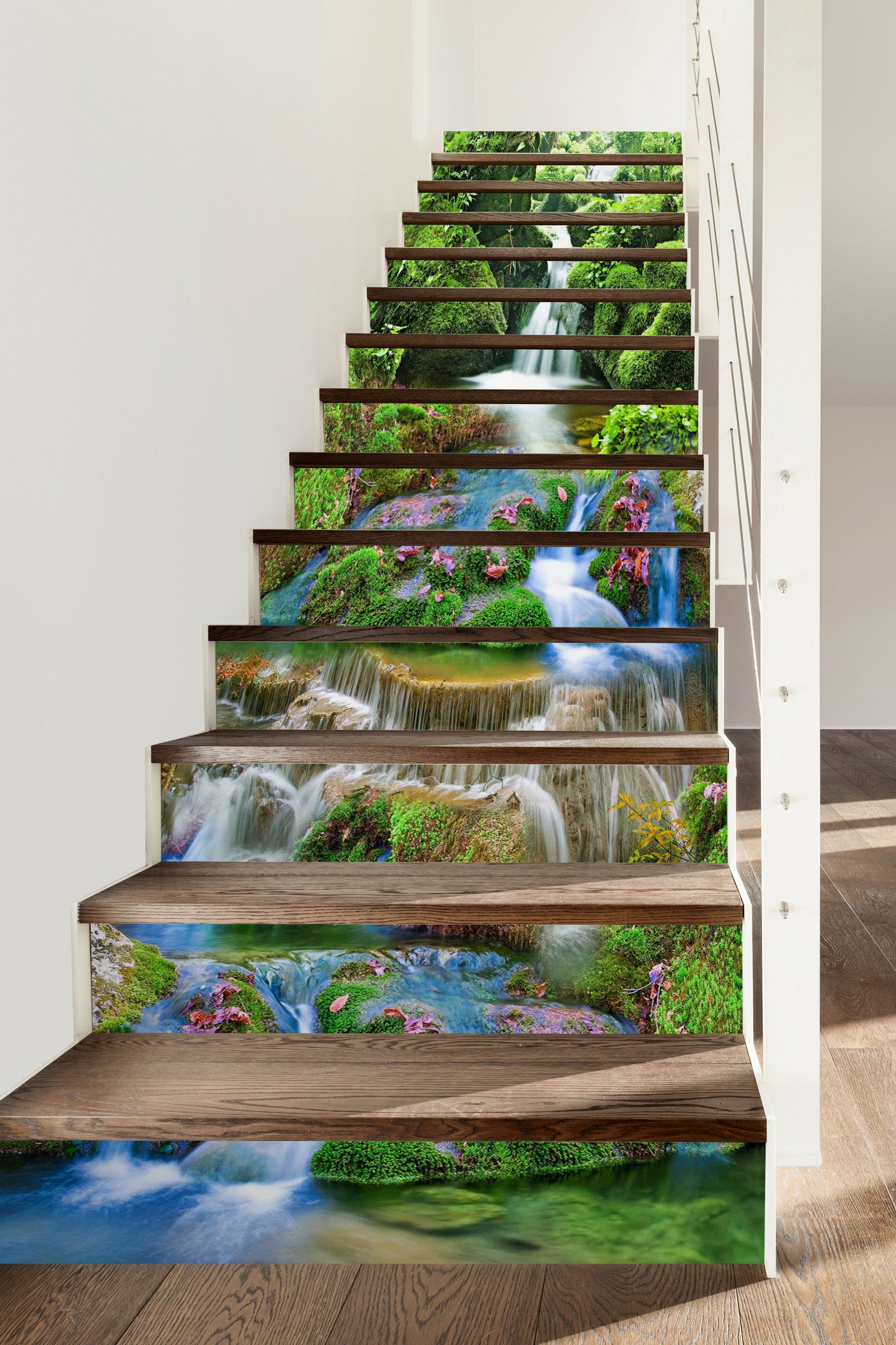 3D Small Stone Flowing Water 057 Stair Risers