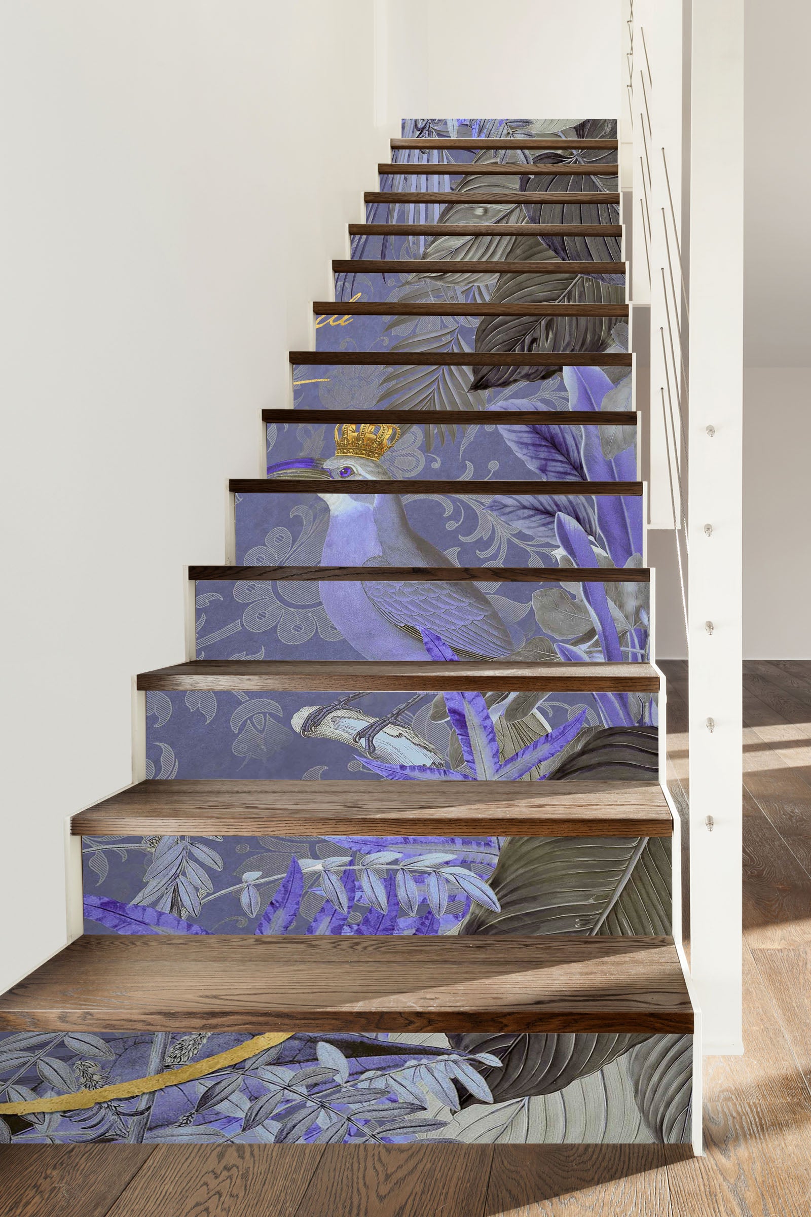 3D Purple Bird Jungle 11023 Andrea Haase Stair Risers