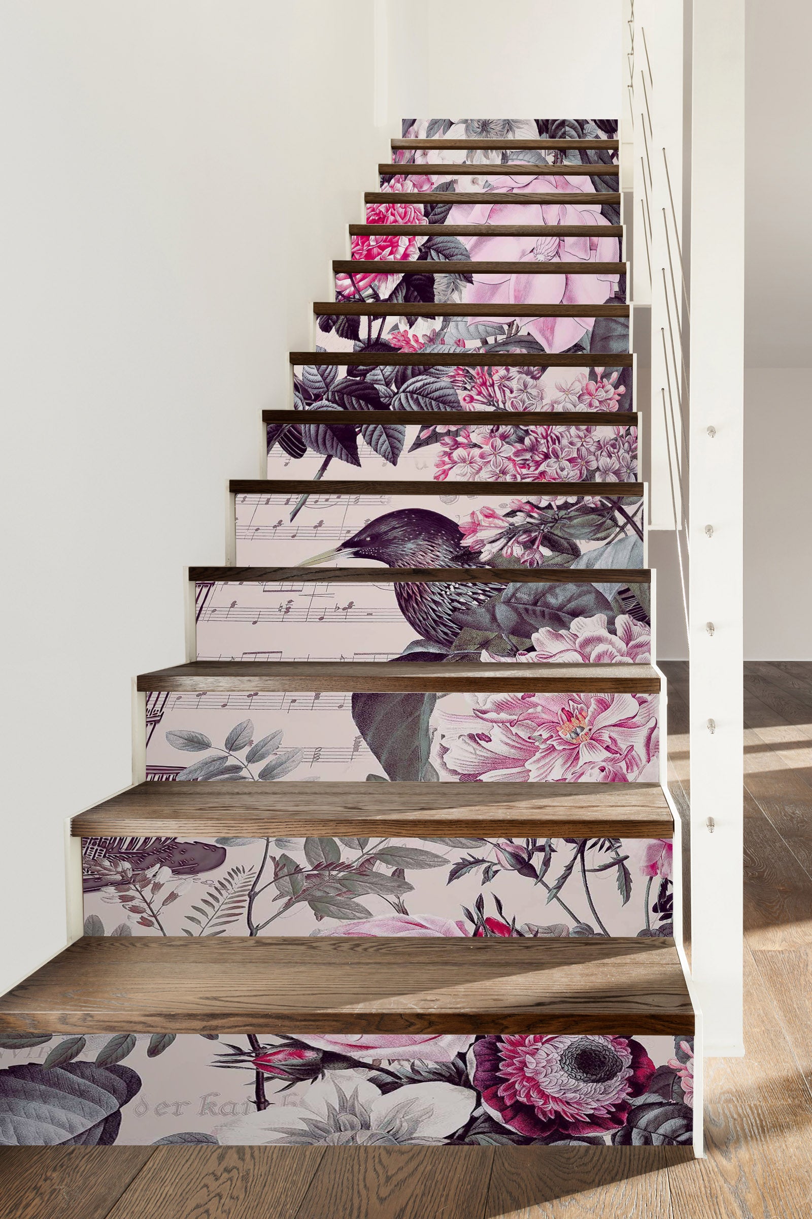 3D Pink Bird Flower 109178 Andrea Haase Stair Risers