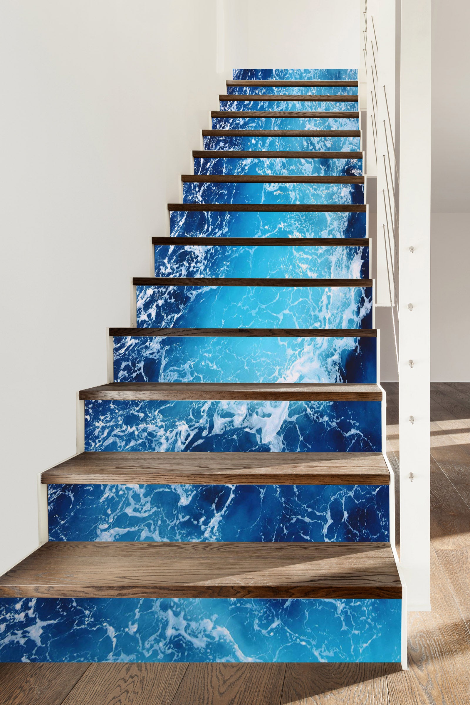 3D Tranquil Blue Lake 638 Stair Risers