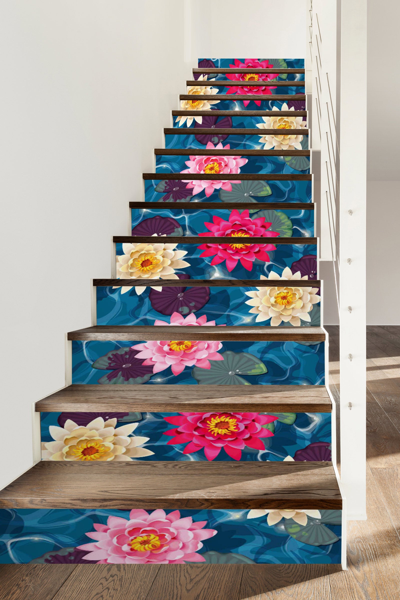 3D Three Kinds Of Lotus 474 Stair Risers