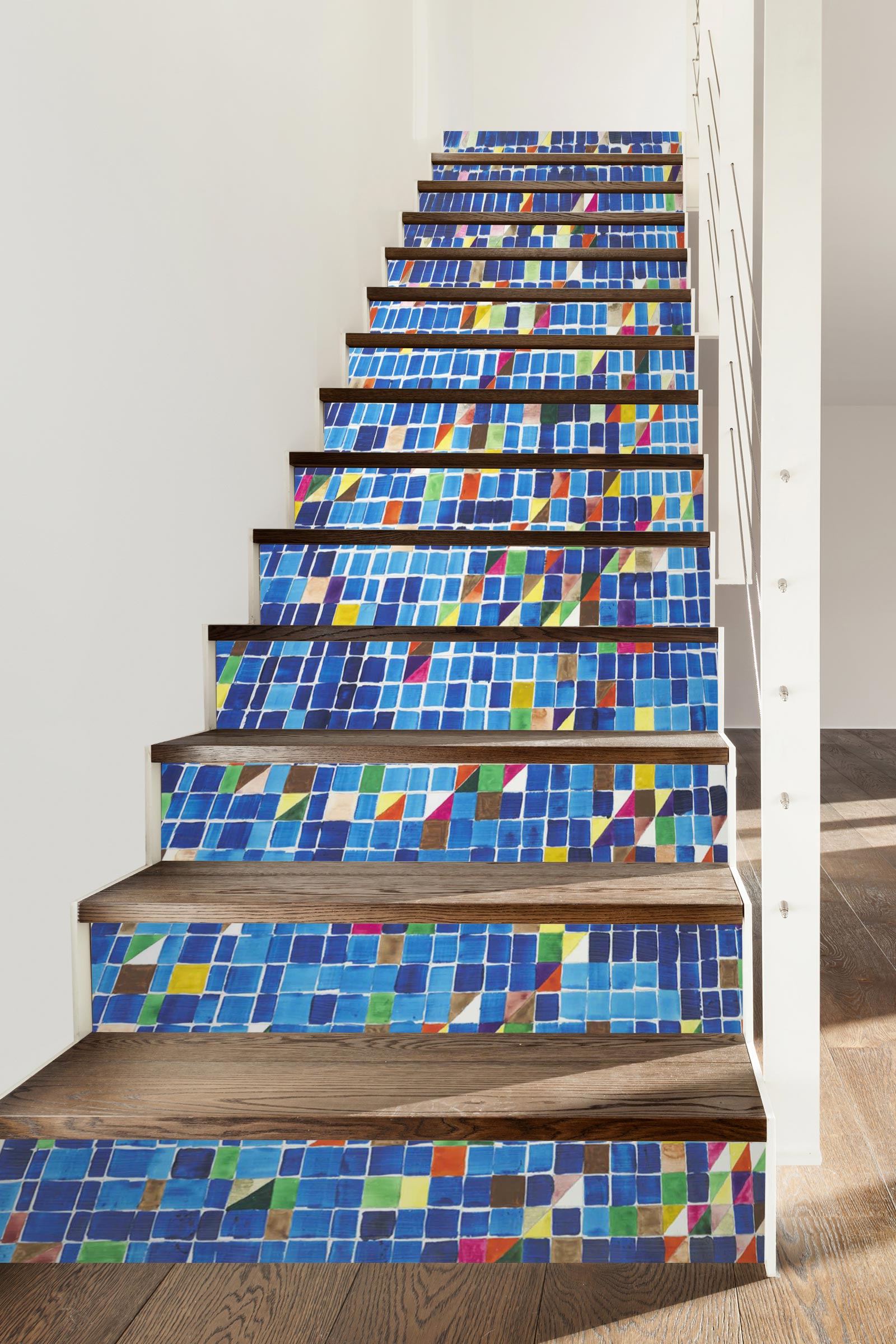 3D Blue Colored Mosaic Tiles 90124 Allan P. Friedlander Stair Risers