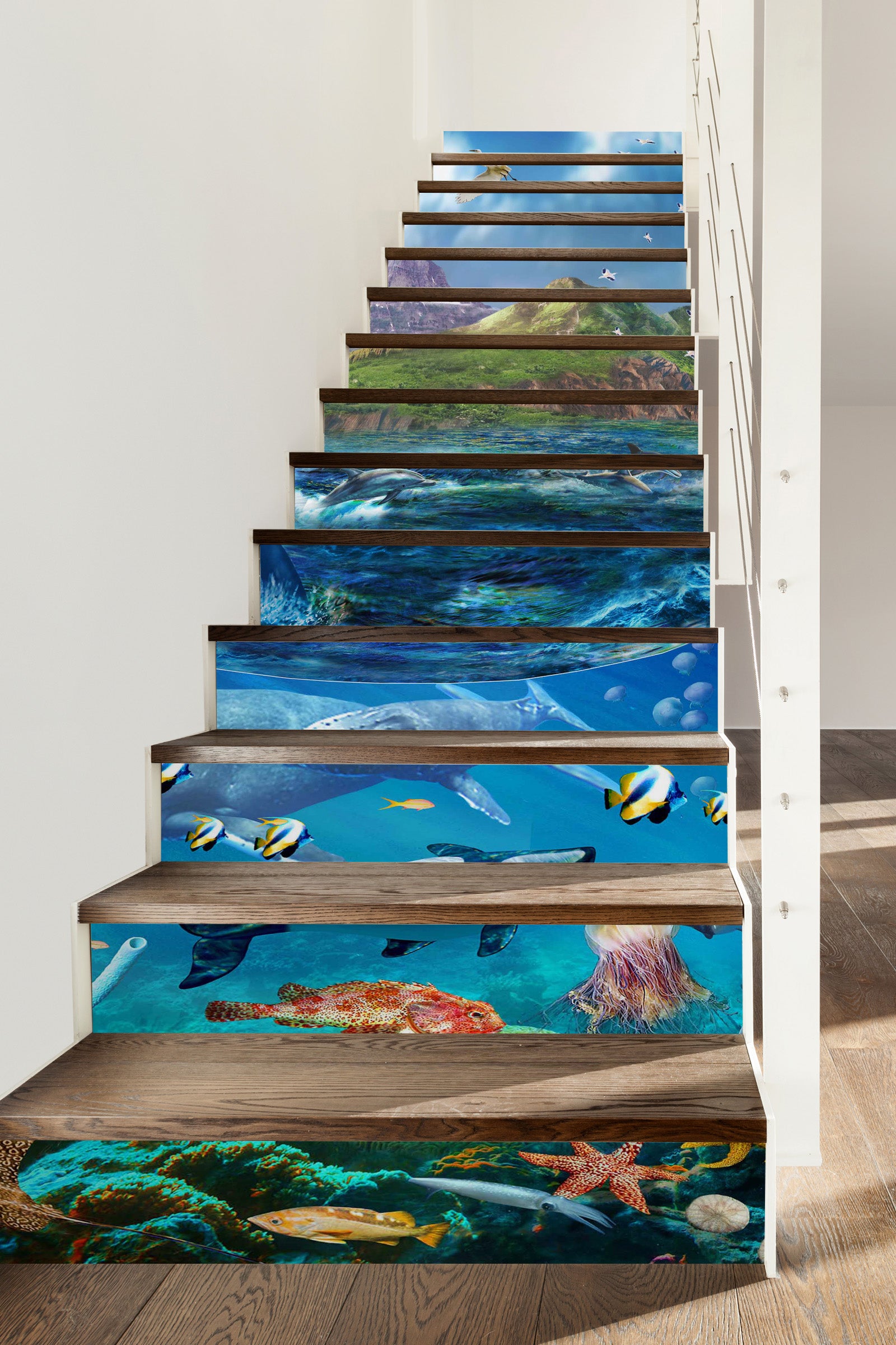 3D Mountain Ocean Fish 96183 Adrian Chesterman Stair Risers