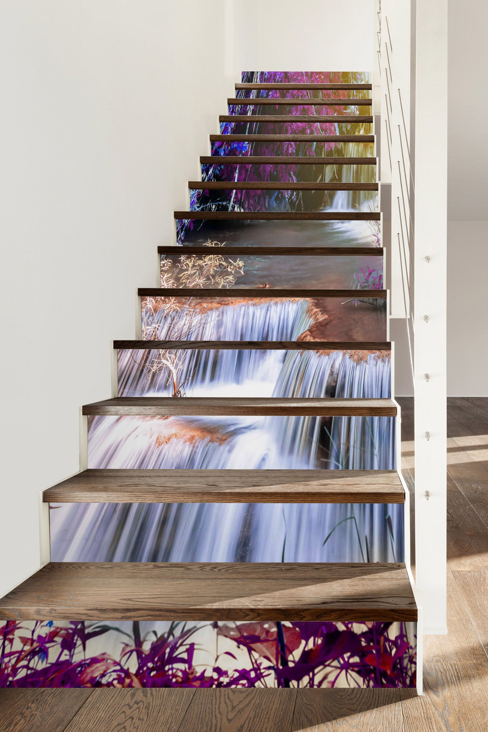 3D Cascading Misty Waterfall 354 Stair Risers