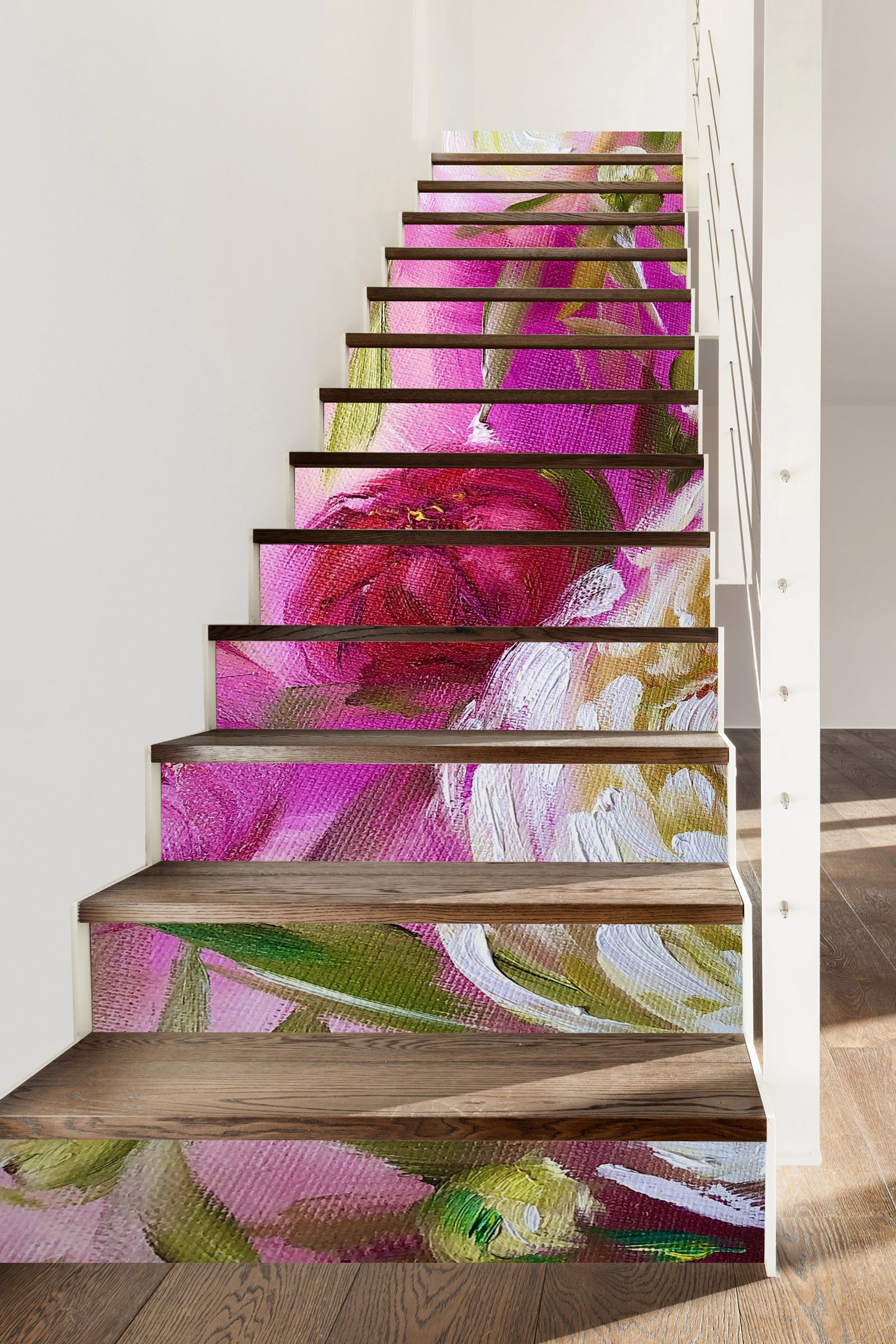 3D Hand Painted Flowers 2224 Skromova Marina Stair Risers