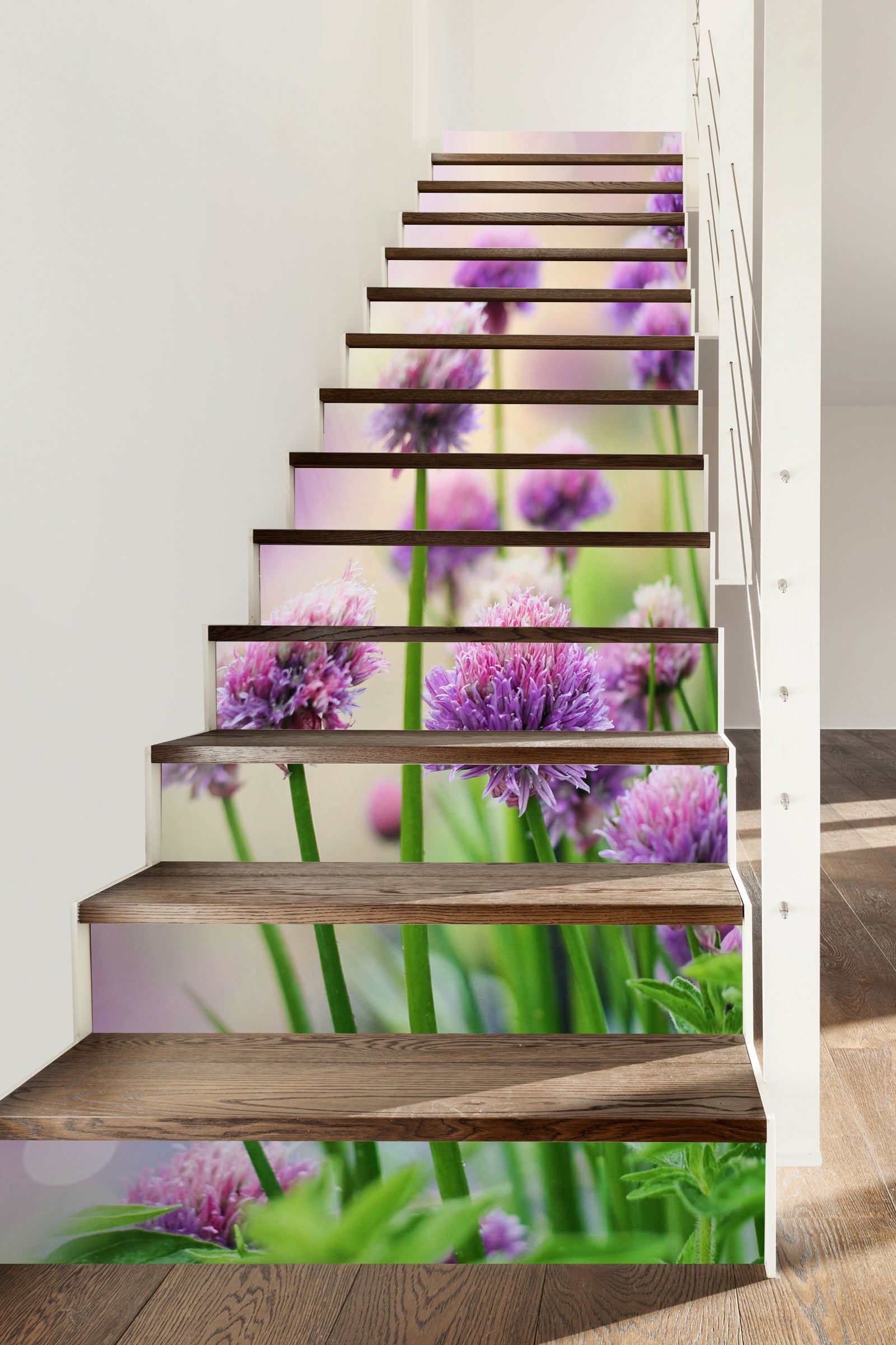3D Purple Flowers 002 Stair Risers