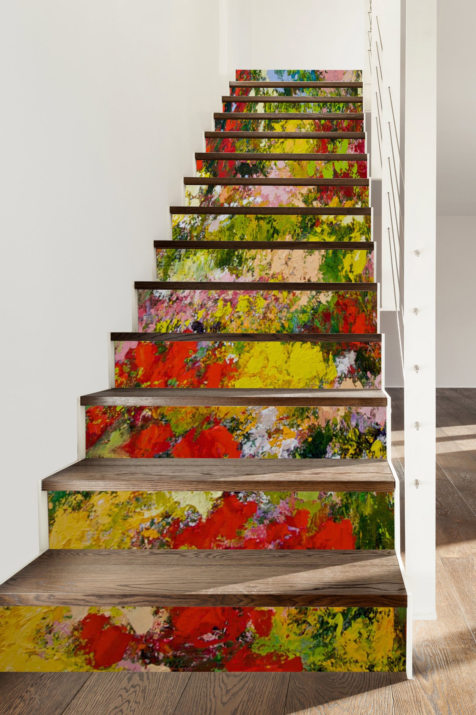 3D Colorful Flower Field 90166 Allan P. Friedlander Stair Risers