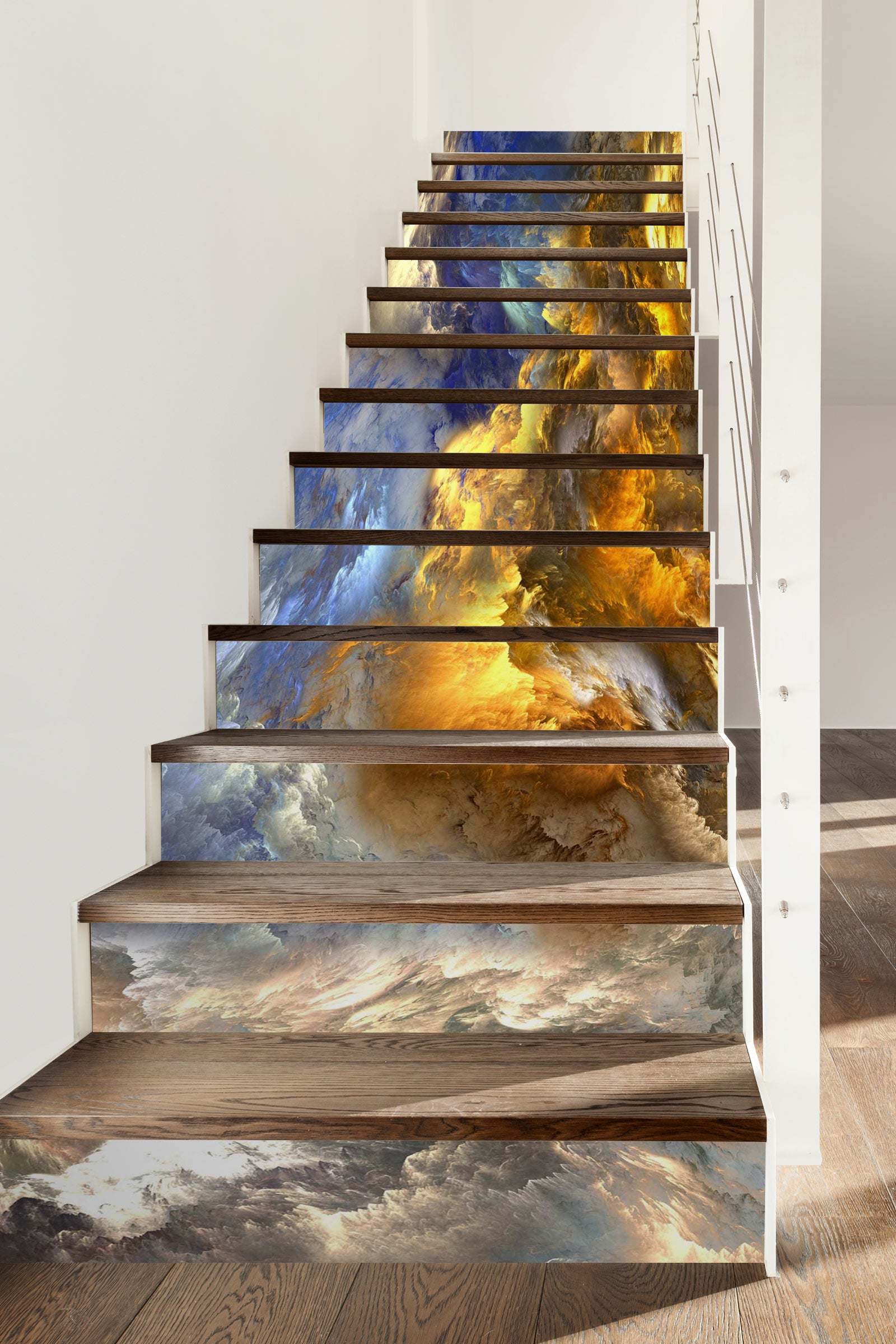 3D Golden Dreamy Clouds 508 Stair Risers