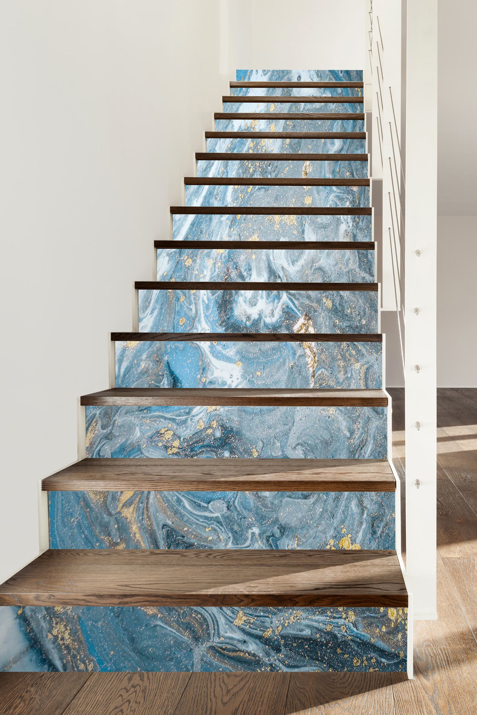 3D Blue Twists And Turns 236 Stair Risers