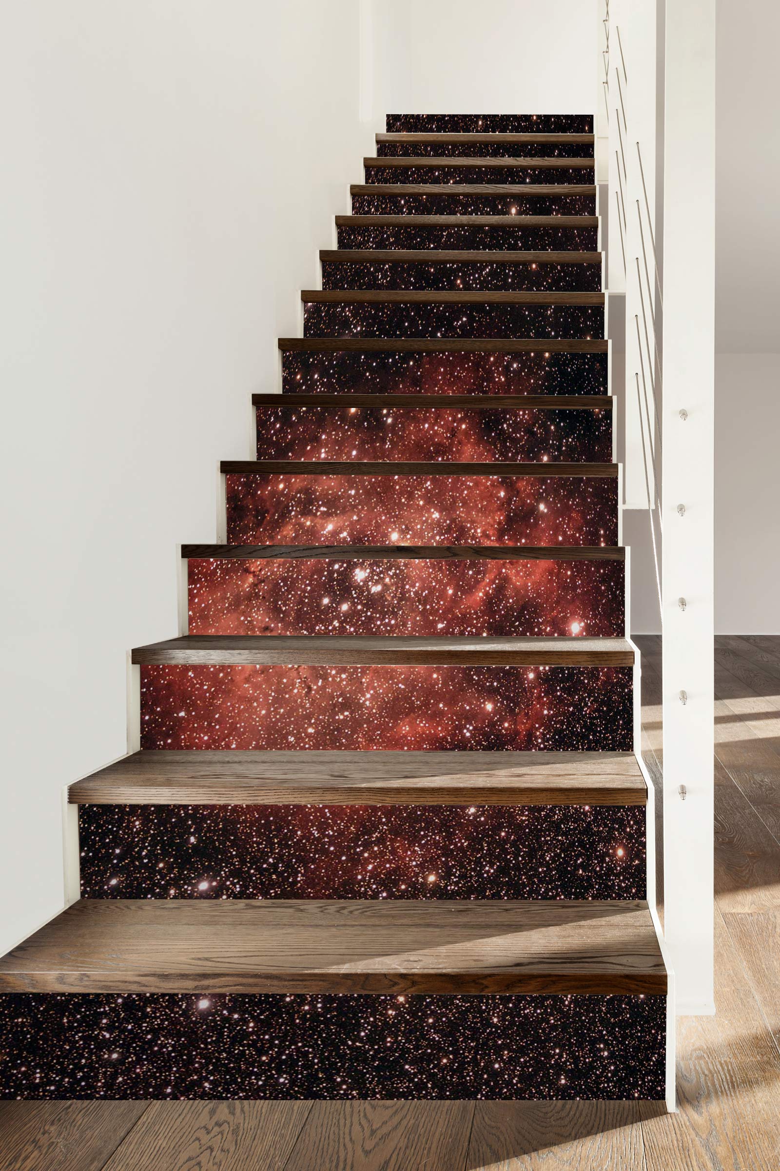 3D Orange Galaxy 195 Stair Risers