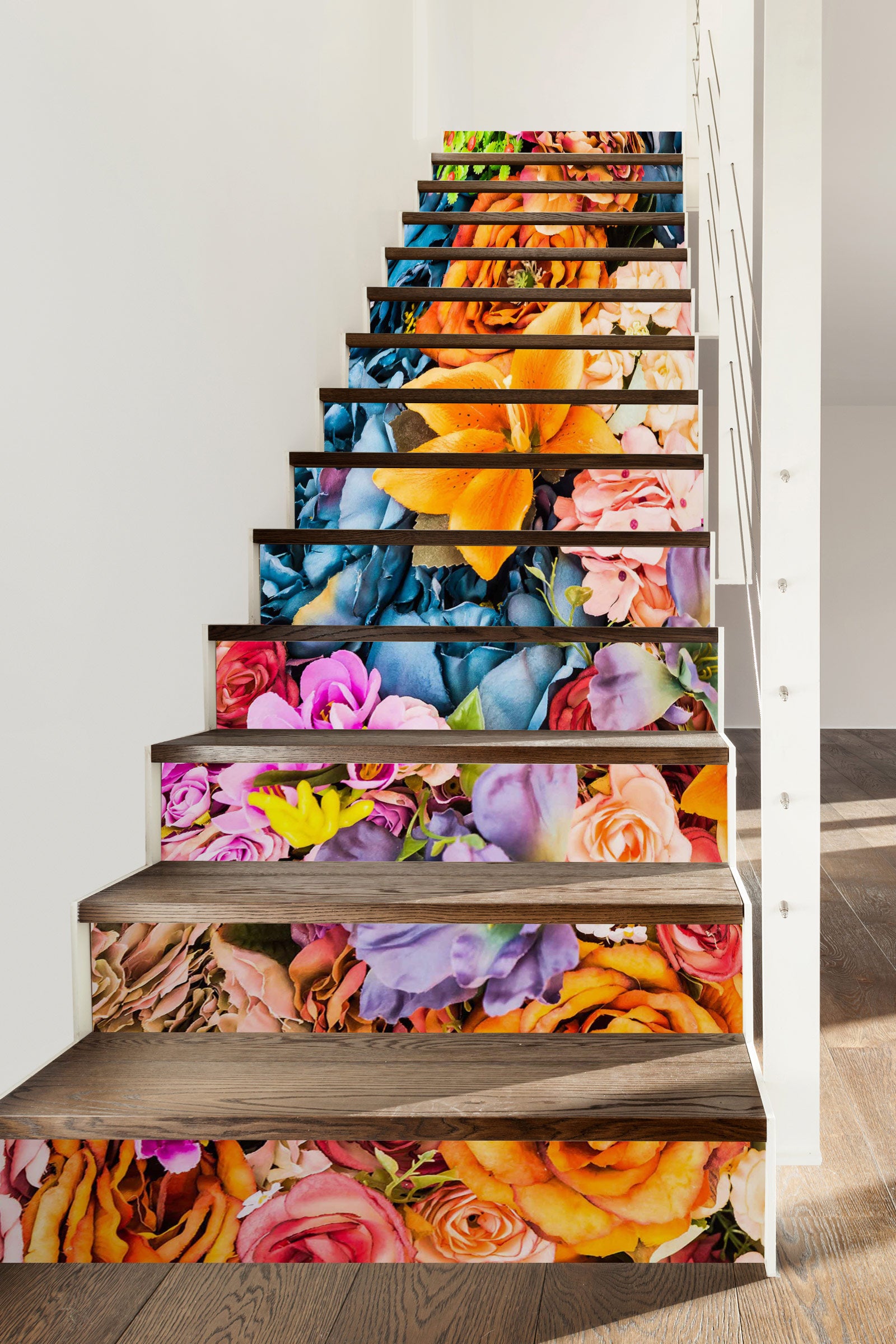 3D Surrounded By Beautiful Flowers 452 Stair Risers