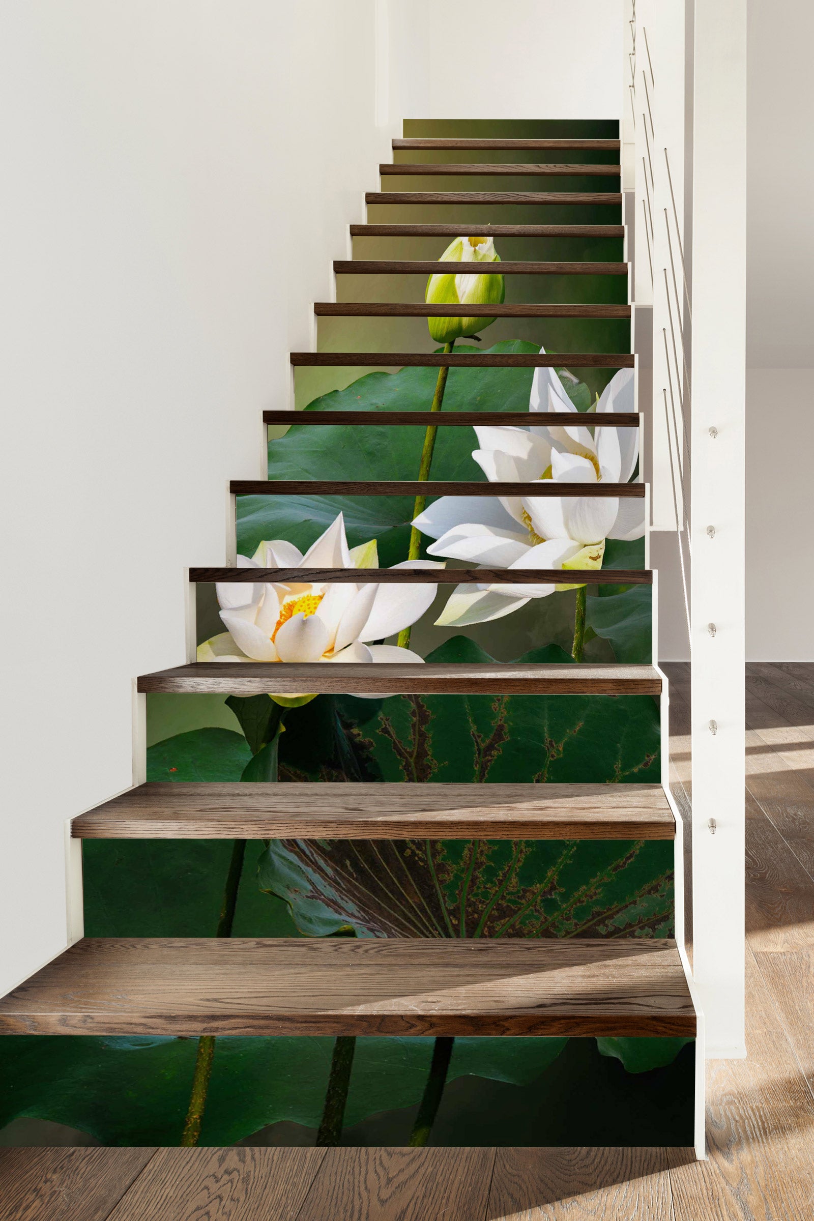 3D White Pure Lotus 522 Stair Risers
