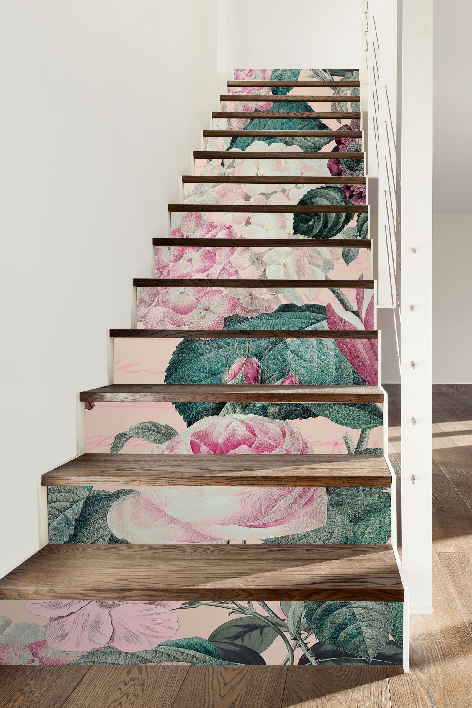 3D Pink Flower Bush 10490 Andrea Haase Stair Risers