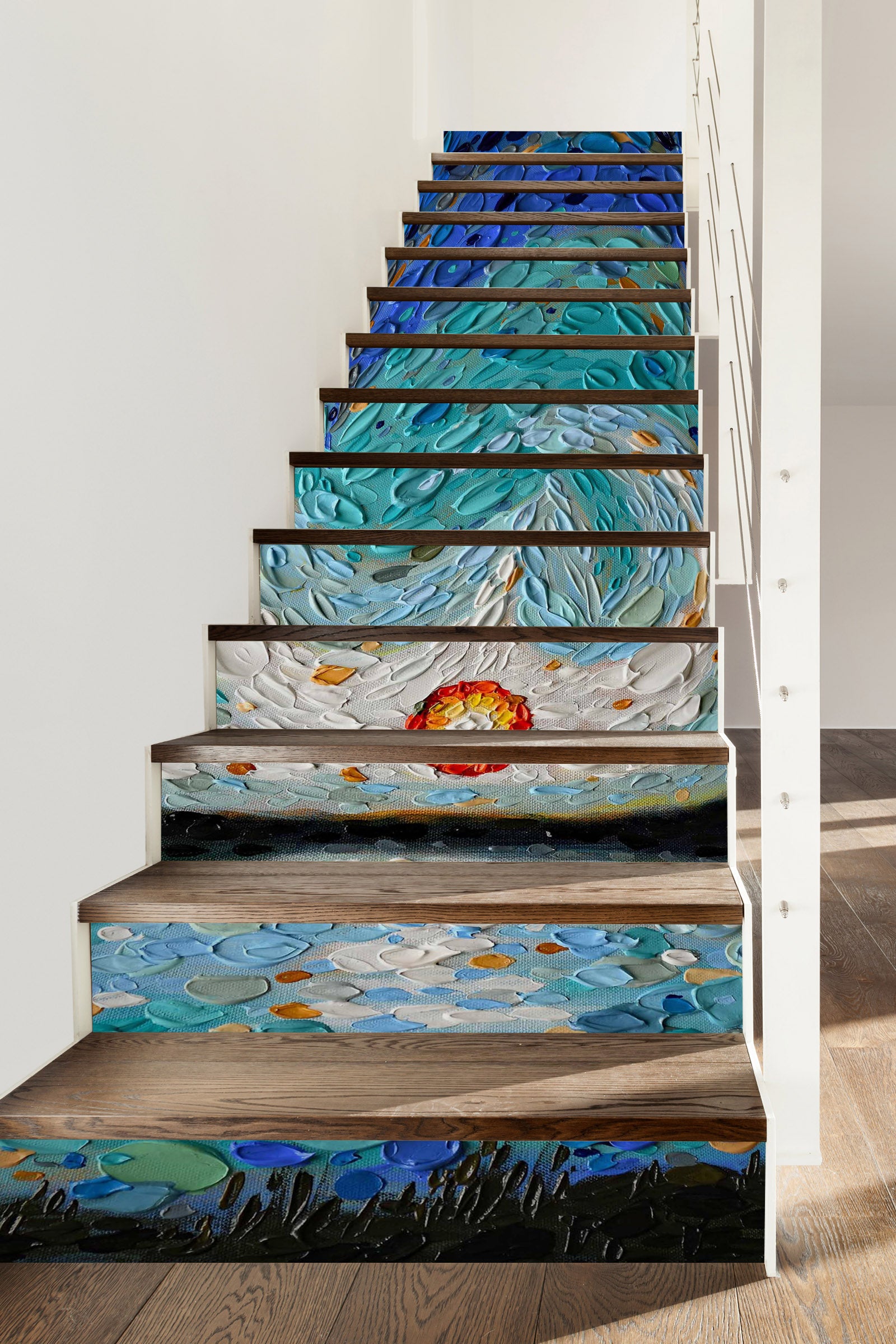 3D Blue Stone Pattern 96136 Dena Tollefson Stair Risers