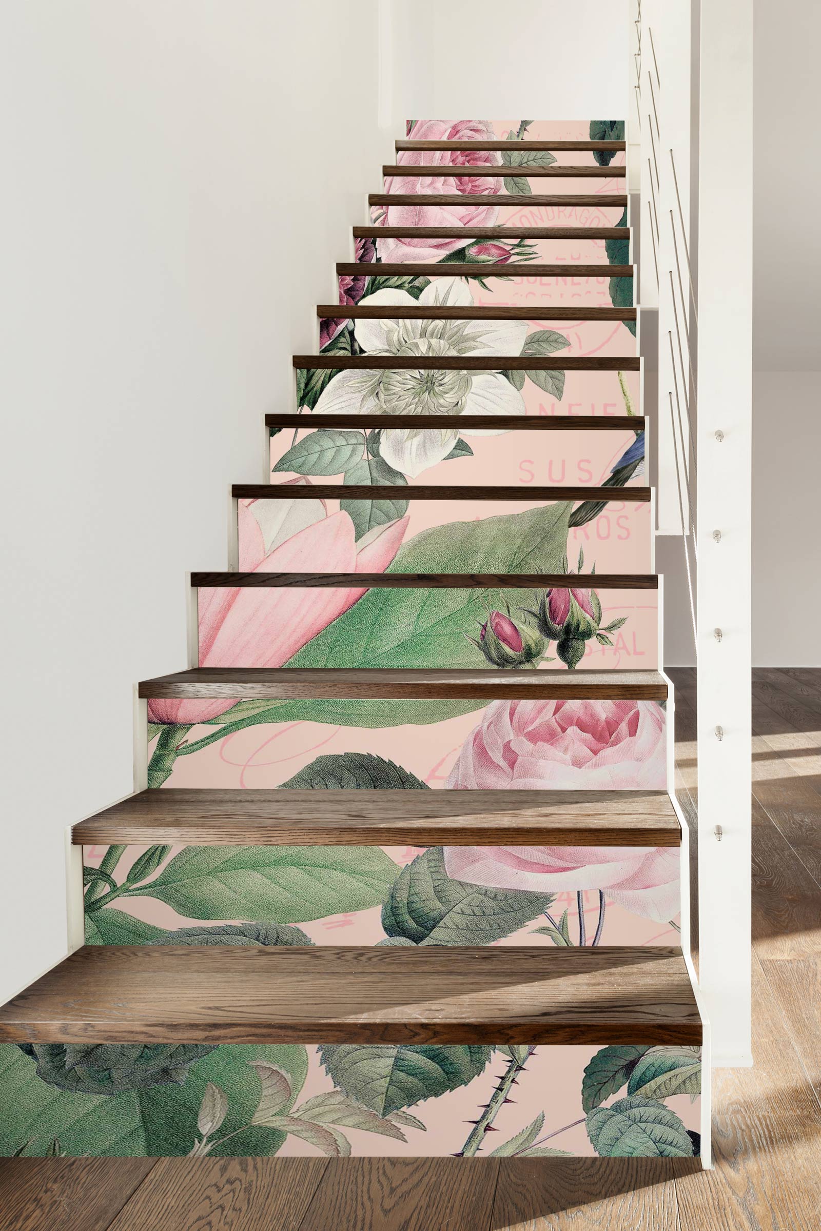 3D Pink Rose 10486 Andrea Haase Stair Risers