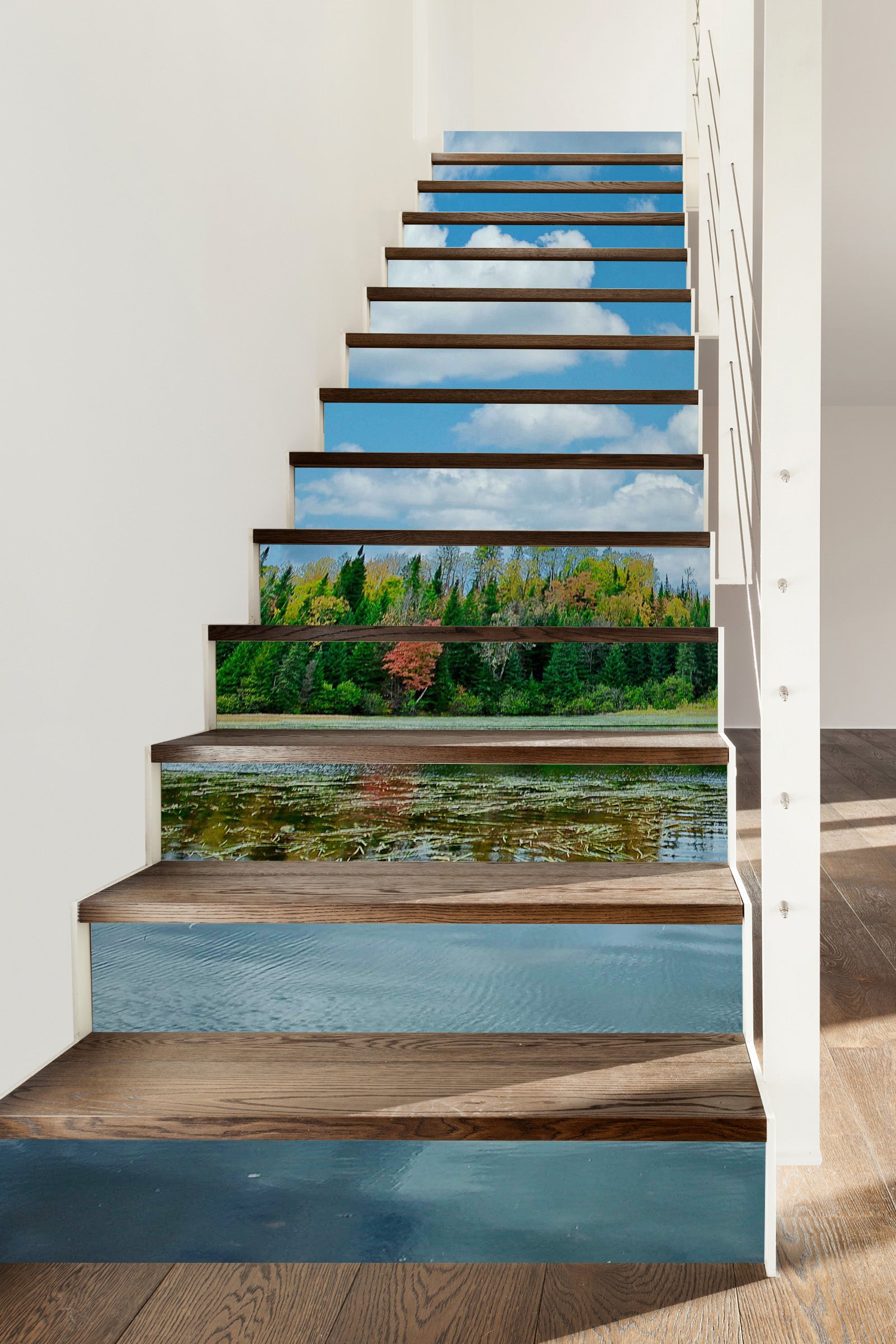 3D River Woods Sky 94103 Kathy Barefield Stair Risers