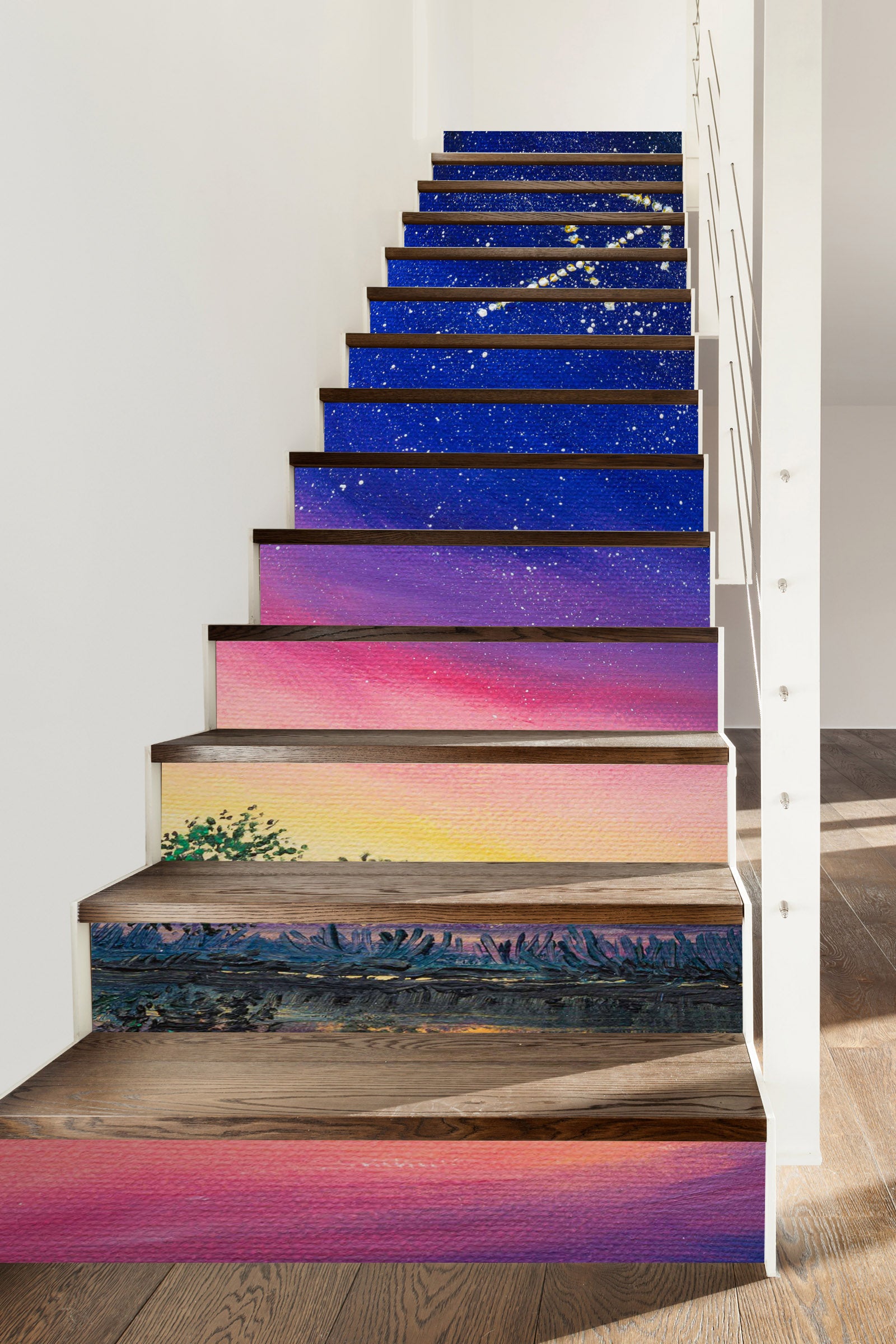 3D Color Sky Lake Shadow 8819 Marina Zotova Stair Risers