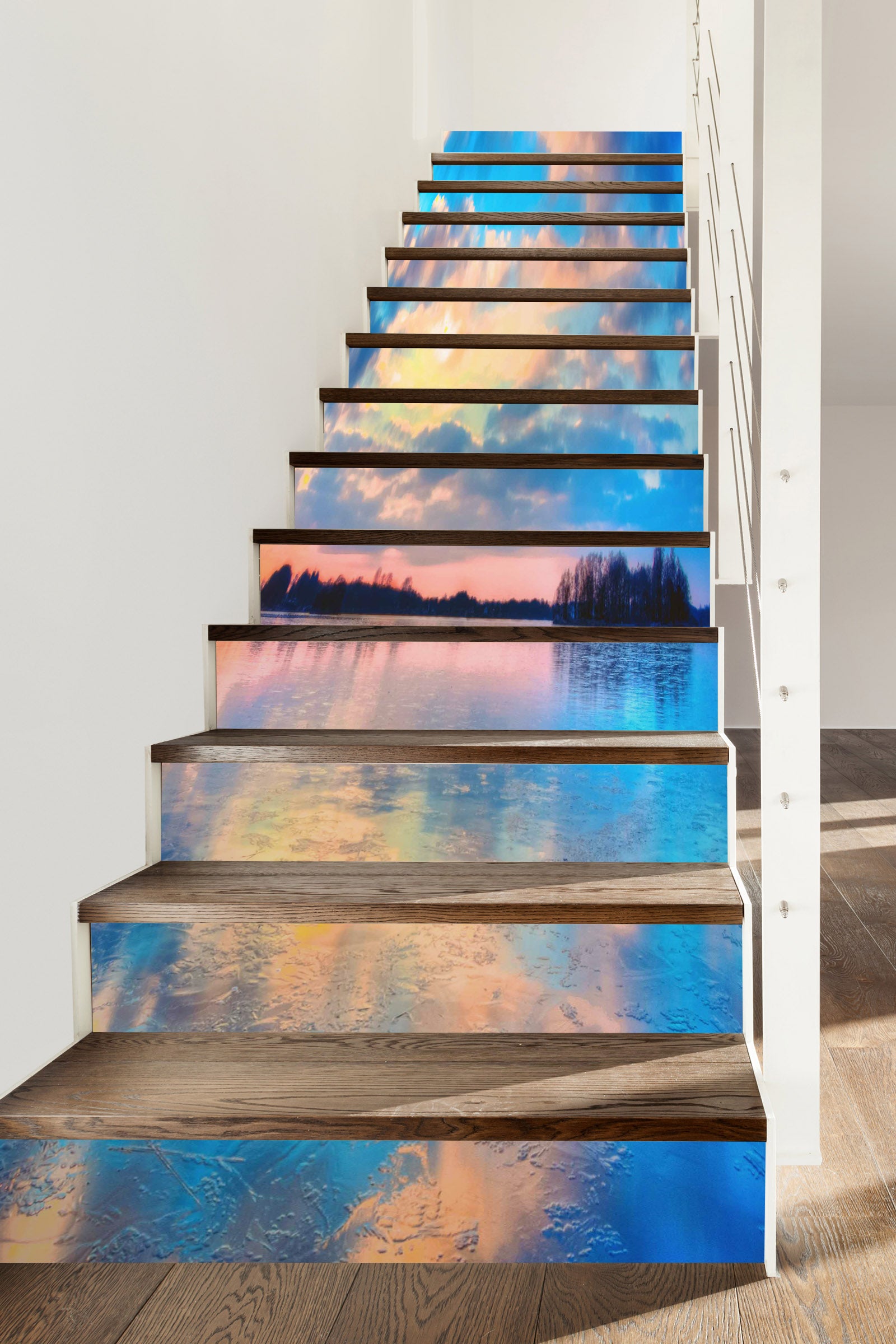 3D Blue Fantasy Landscape 628 Stair Risers