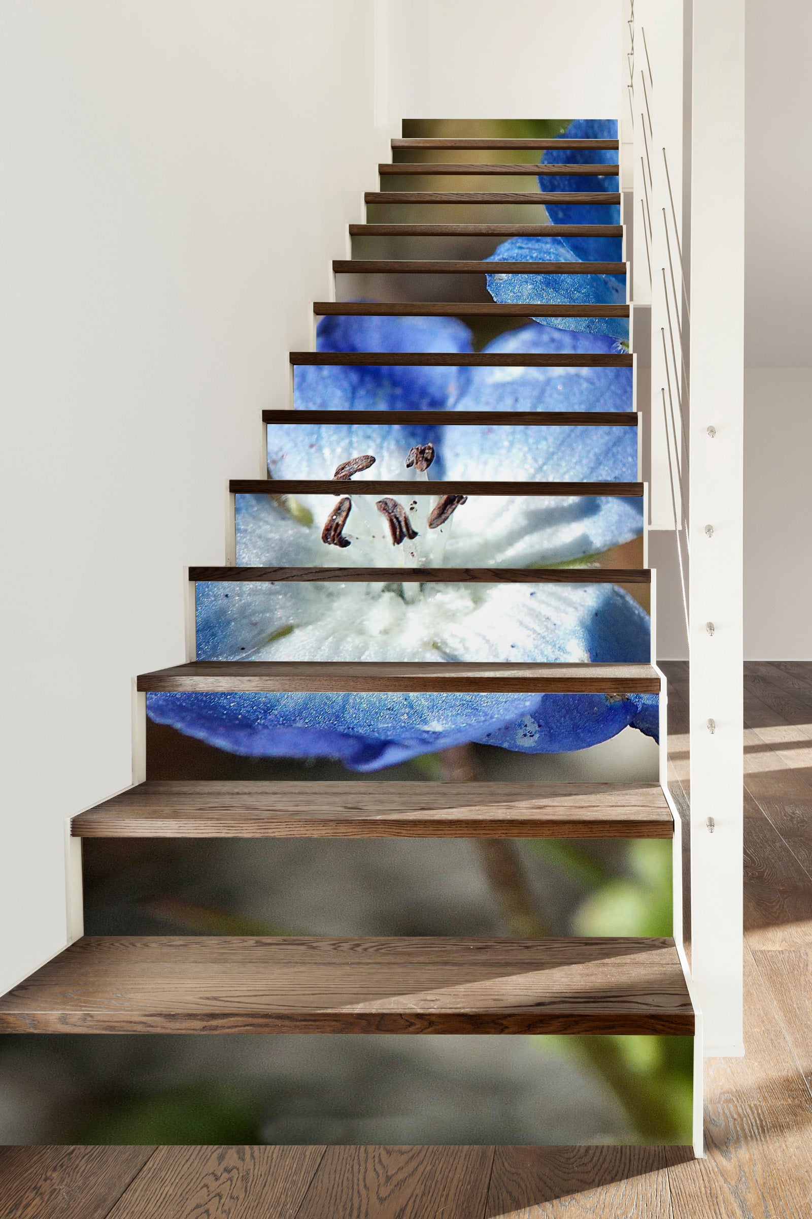 3D Blue Flowers 9486 Kathy Barefield Stair Risers