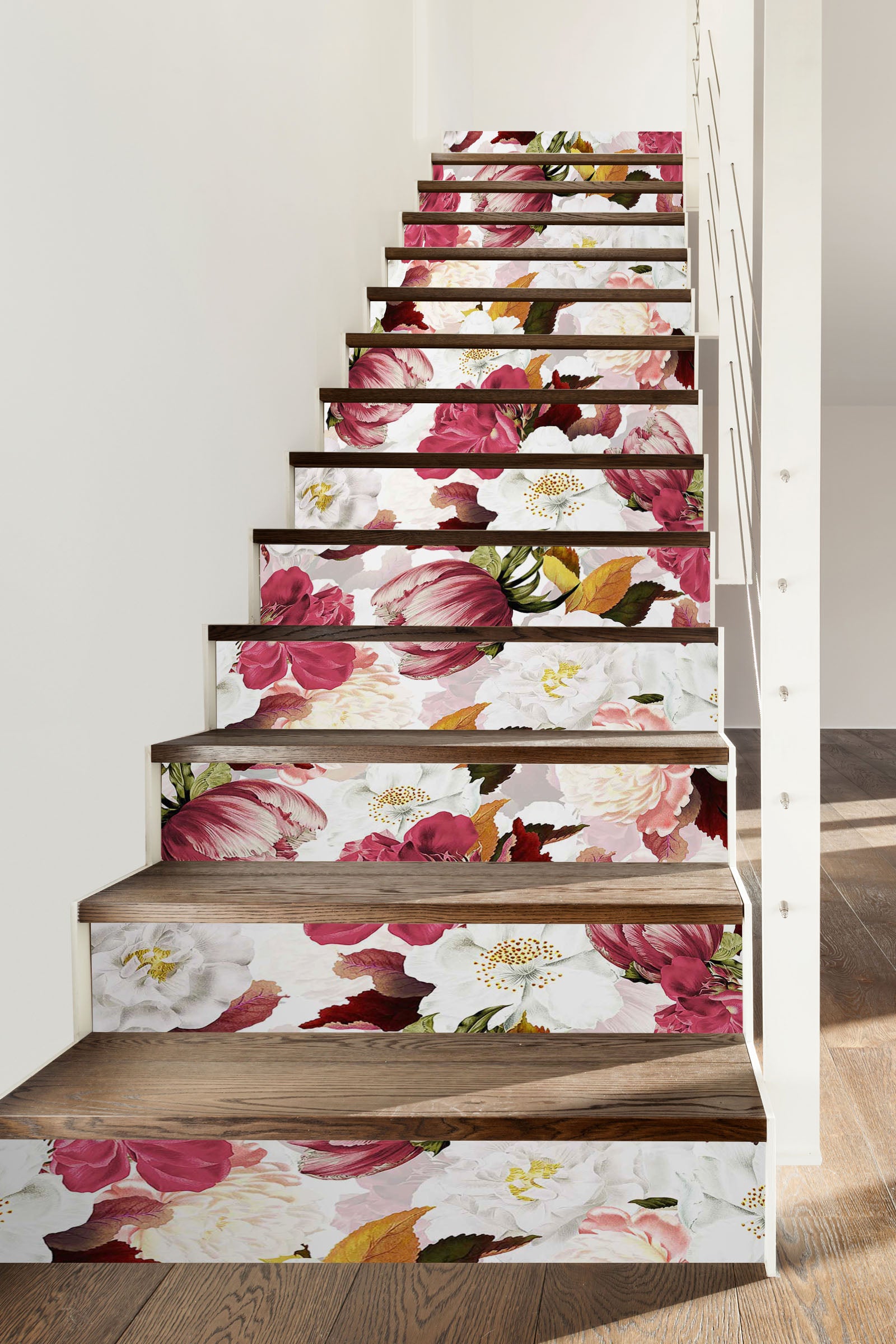 3D Red White Flower 10434 Uta Naumann Stair Risers