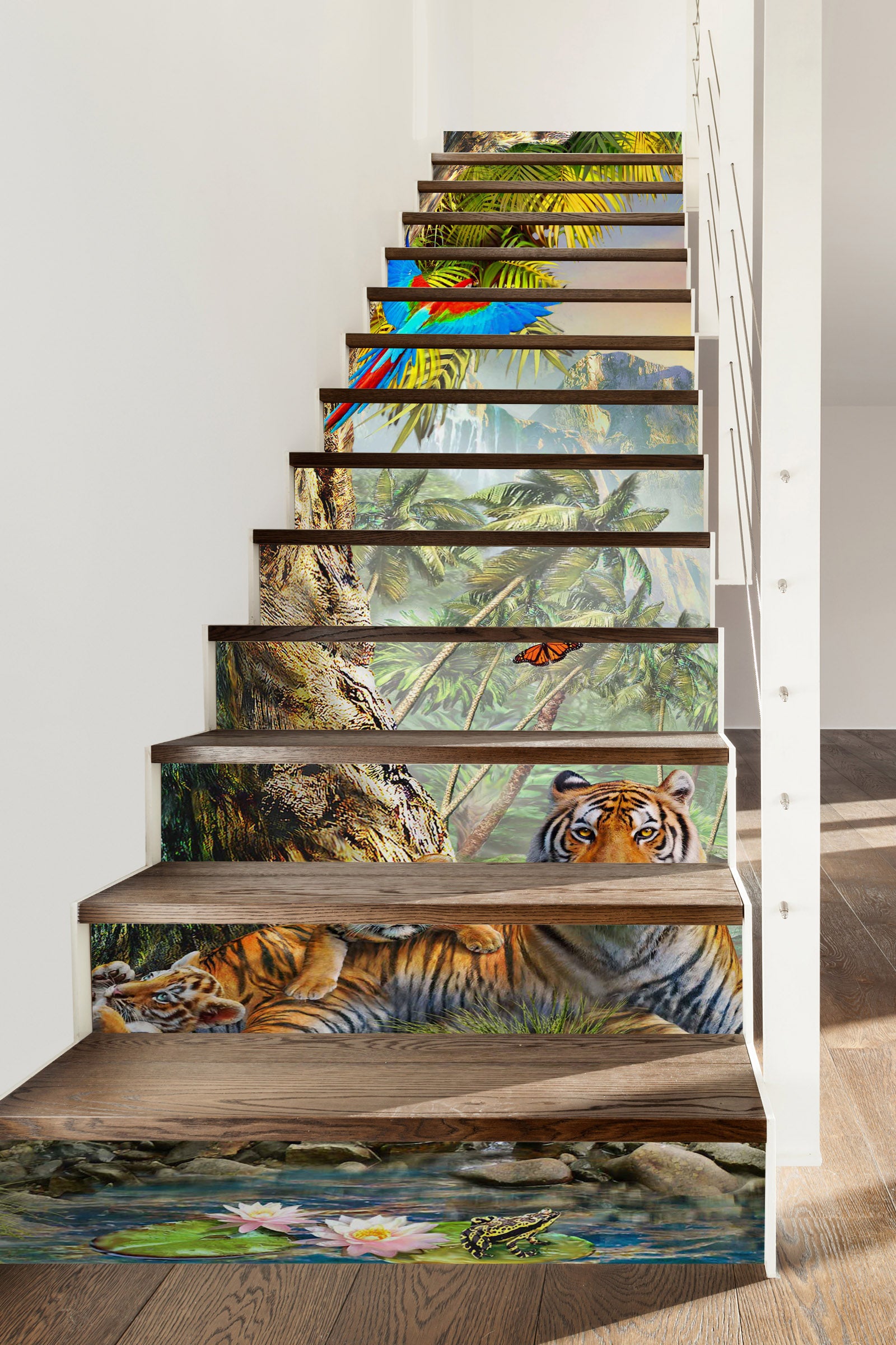 3D Jungle Animals Tiger 96198 Adrian Chesterman Stair Risers