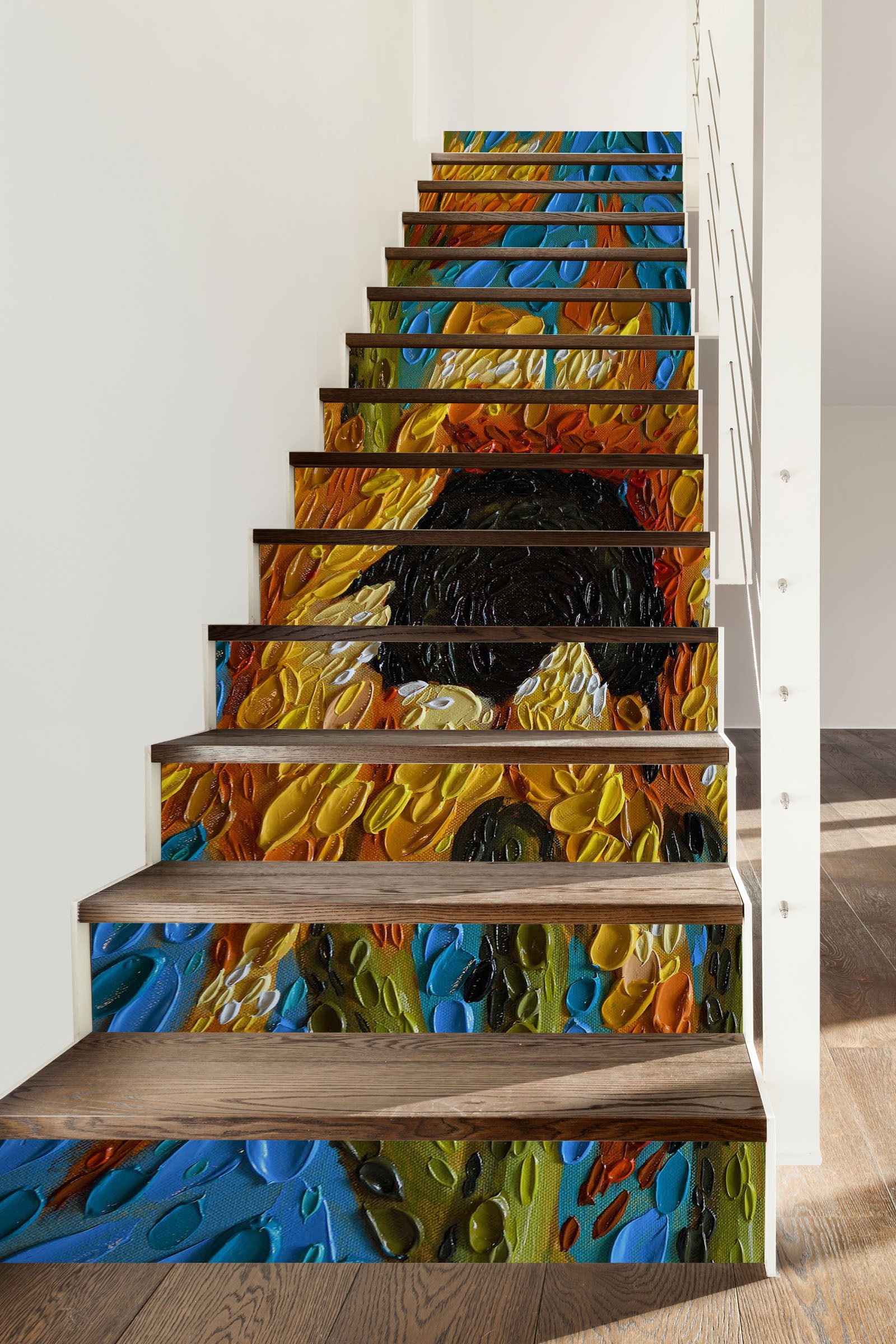 3D Sunflower Painting 96165 Dena Tollefson Stair Risers