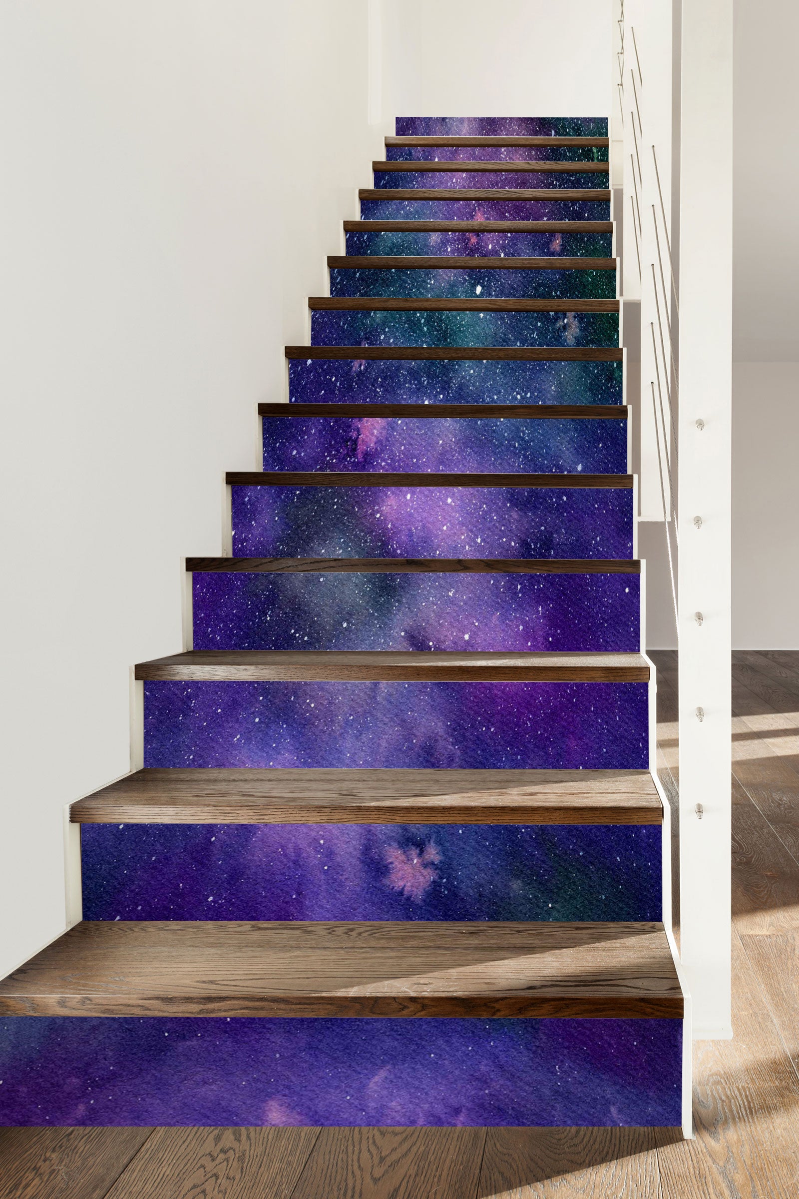 3D Purple Dazzling Galaxy 316 Stair Risers