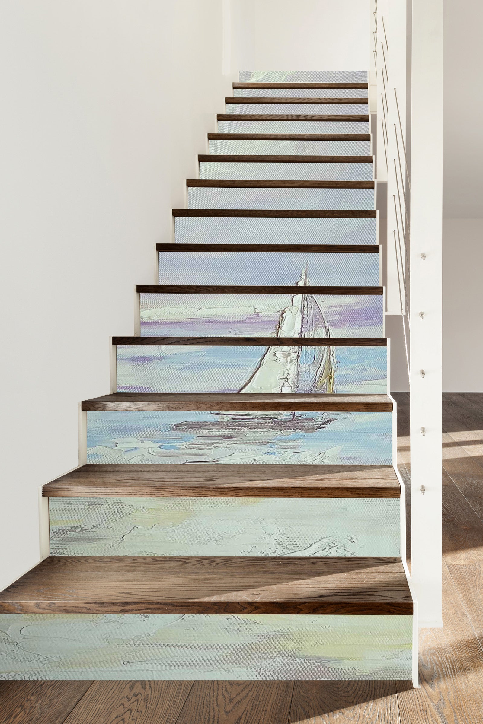 3D Hand Painted Boat 3917 Skromova Marina Stair Risers