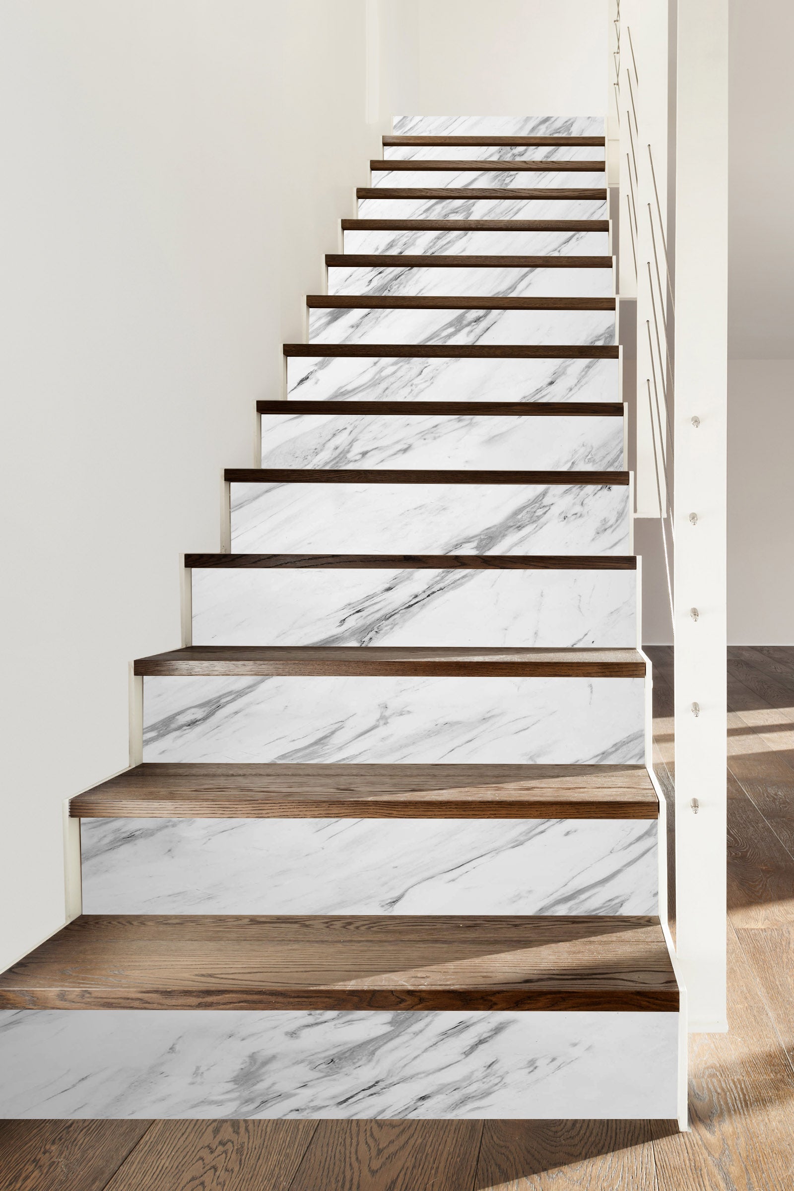 3D White Elegant Texture 572 Stair Risers