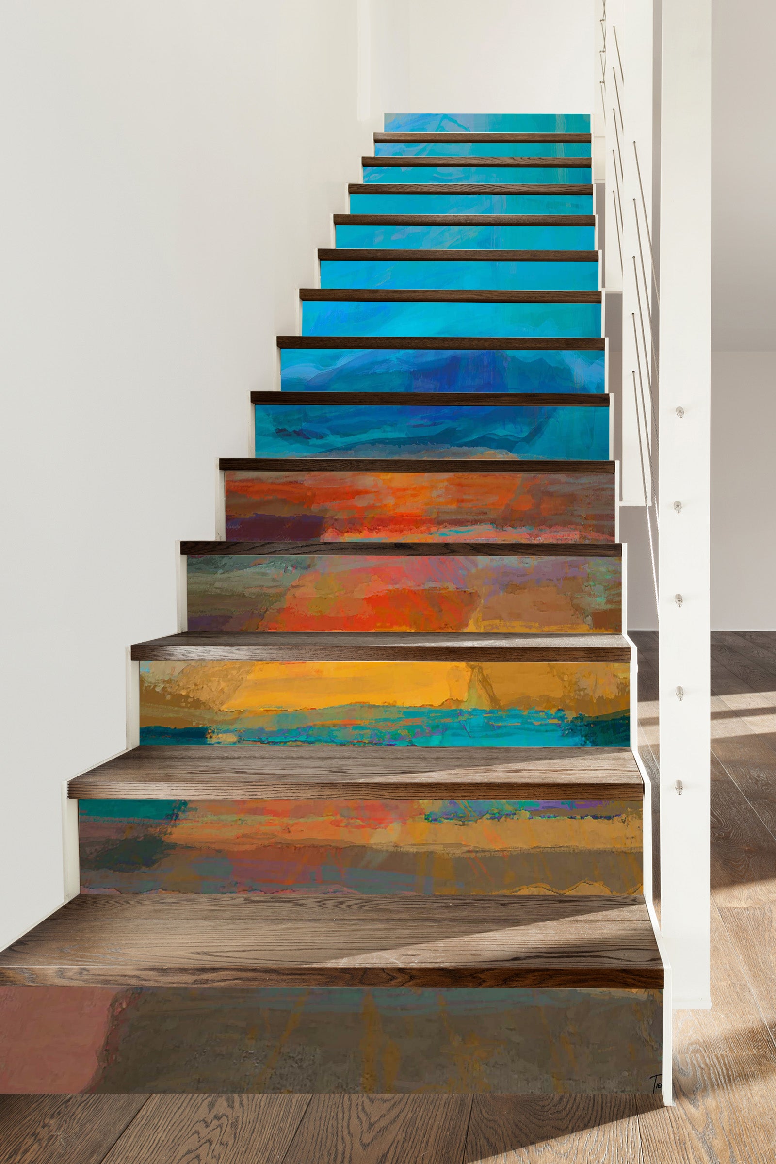 3D Blue Brown Paint Texture 104216 Michael Tienhaara Stair Risers