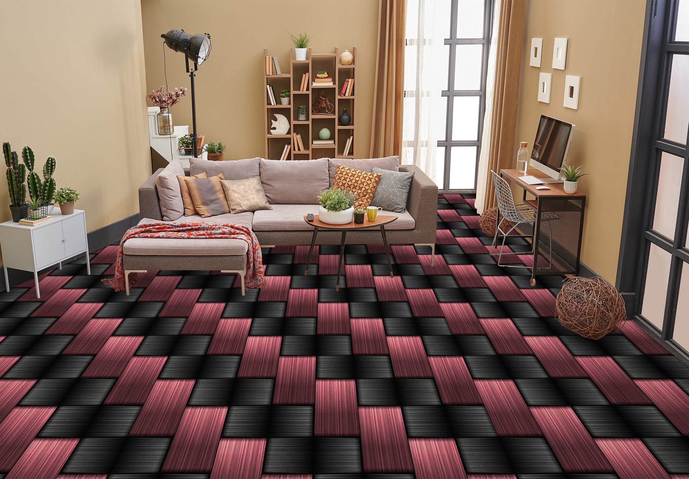 3D Purple And Black Rectangles 1321 Floor Mural  Wallpaper Murals Self-Adhesive Removable Print Epoxy