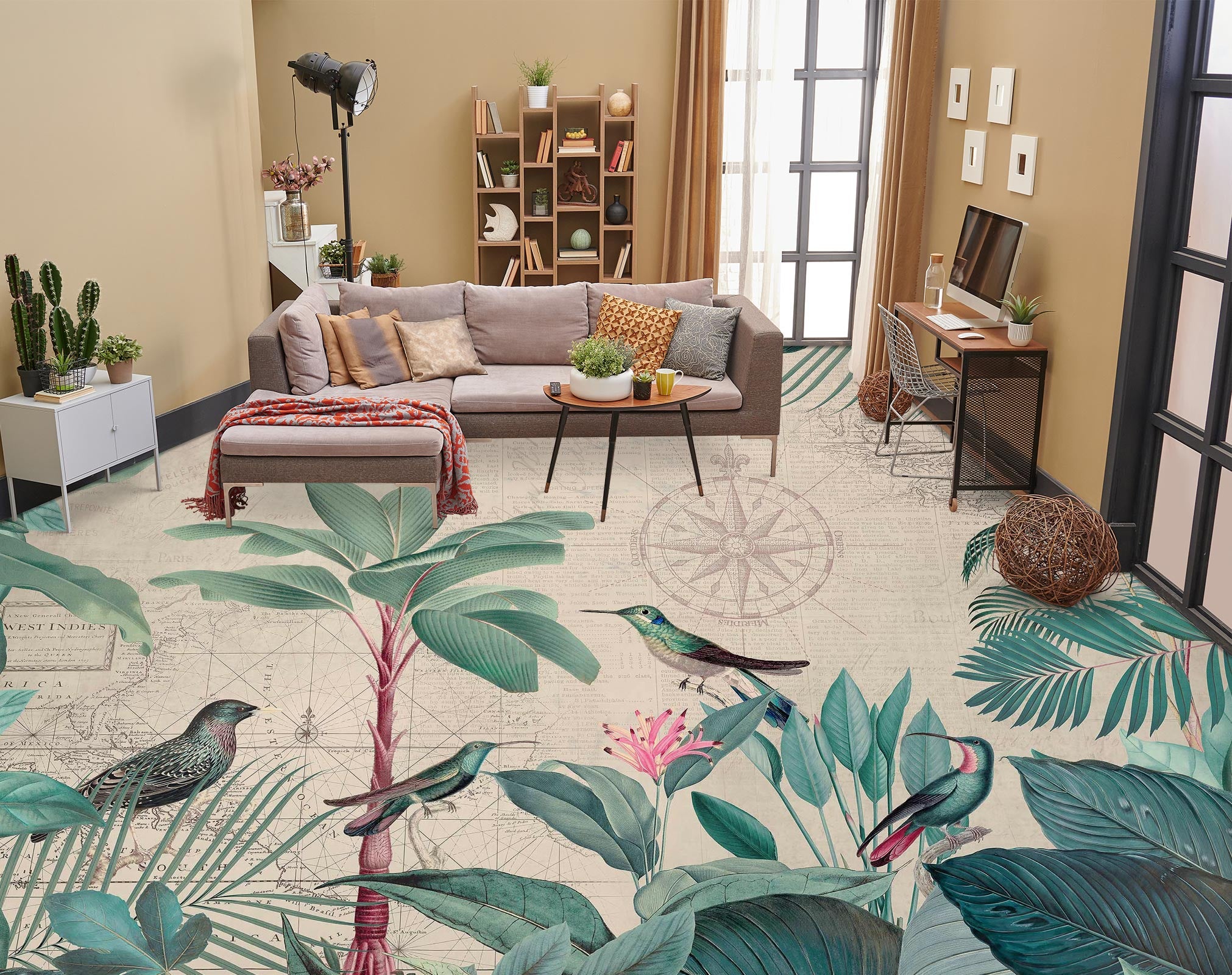 3D Tree Leaves Bird 10047 Andrea Haase Floor Mural  Wallpaper Murals Self-Adhesive Removable Print Epoxy