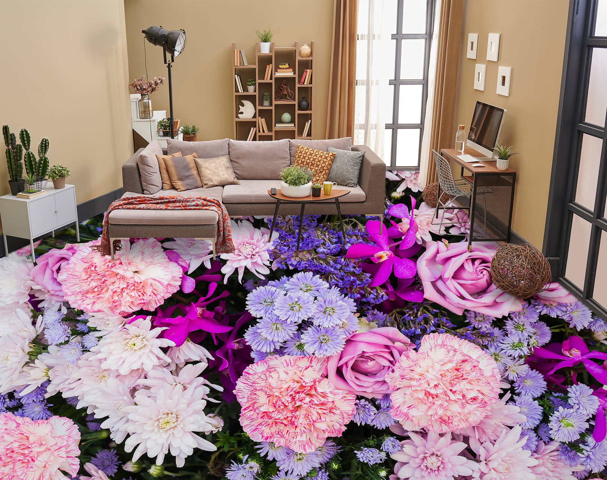 3D Rich Purple Flowers 1163 Floor Mural  Wallpaper Murals Self-Adhesive Removable Print Epoxy