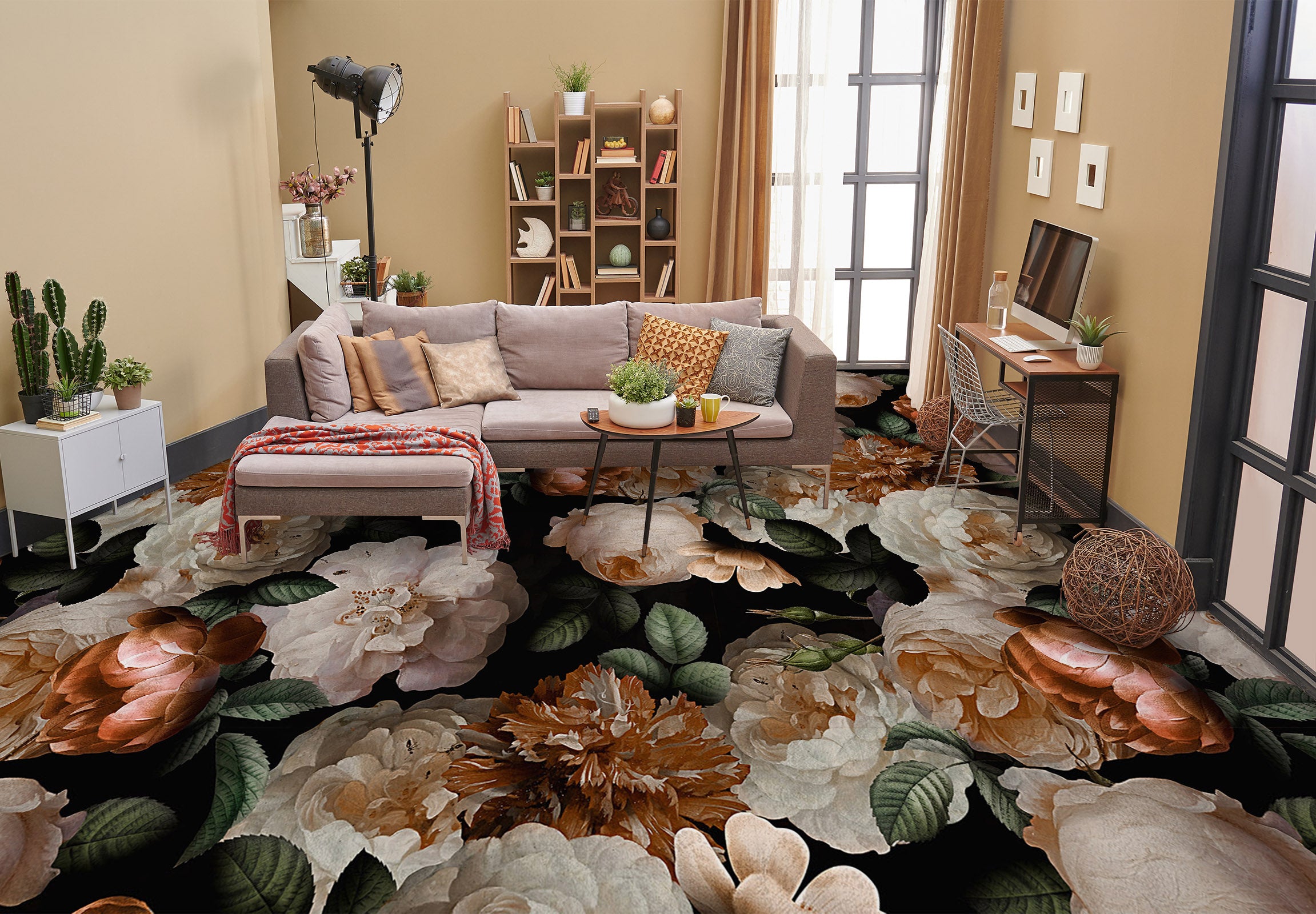 3D Flower Pattern  99187 Uta Naumann Floor Mural  Wallpaper Murals Self-Adhesive Removable Print Epoxy