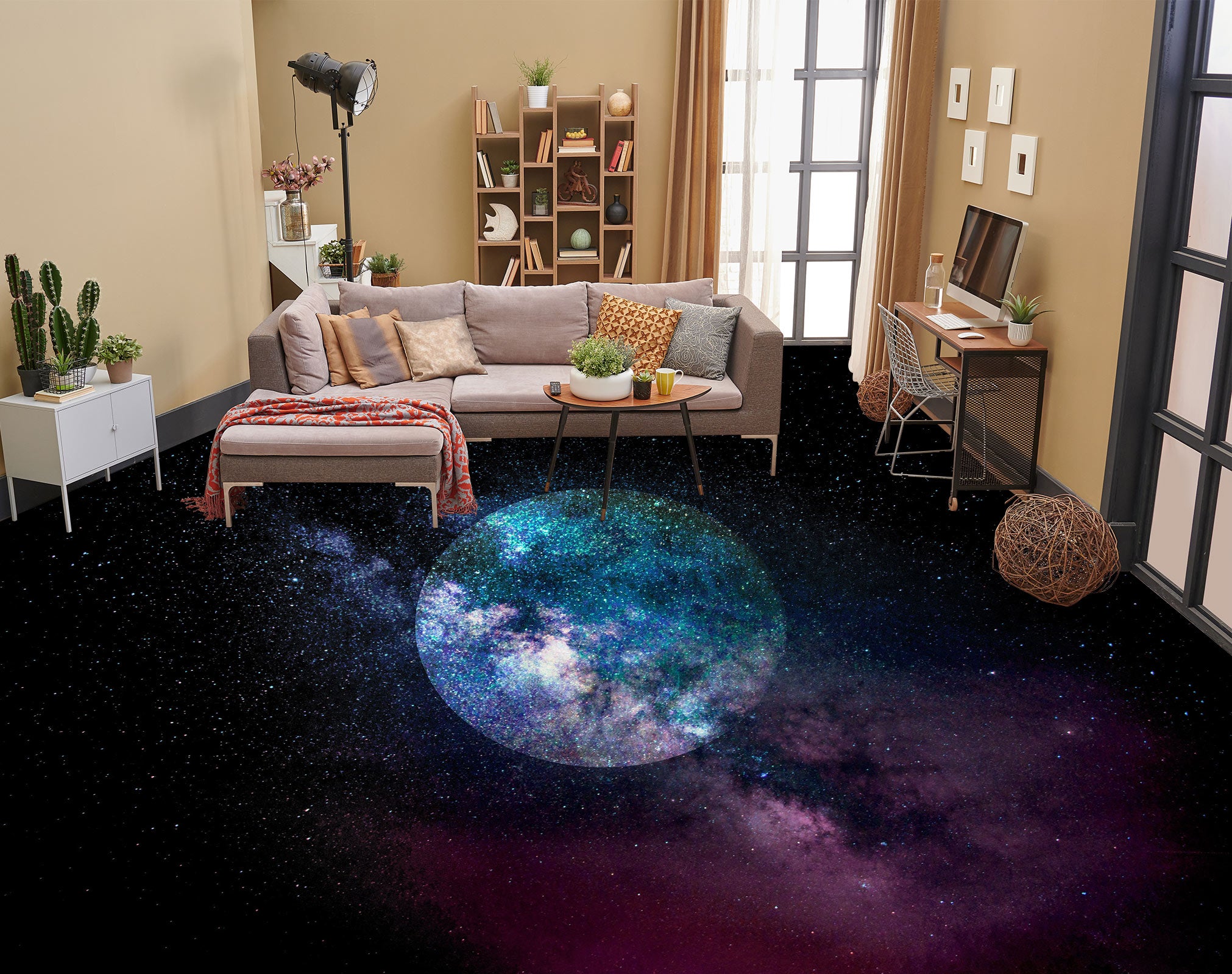 3D Starry Sky Moon 102146 Andrea Haase Floor Mural  Wallpaper Murals Self-Adhesive Removable Print Epoxy