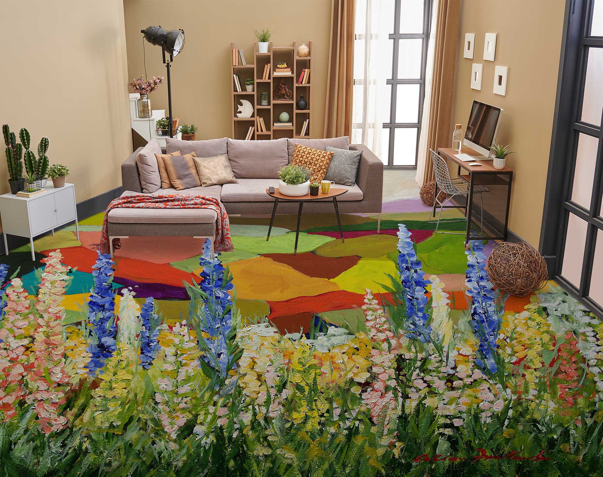 3D Flower Field Color Block 9661 Allan P. Friedlander Floor Mural  Wallpaper Murals Self-Adhesive Removable Print Epoxy