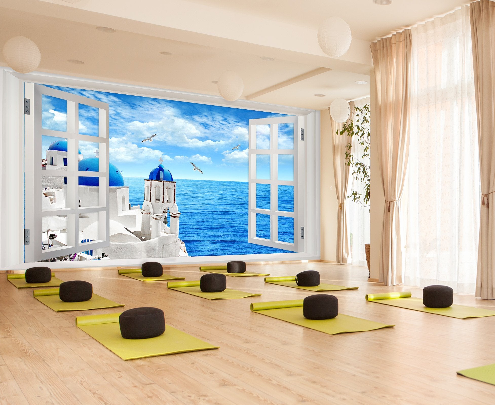 3D window blue ocean views 04 Wall Murals Wallpaper AJ Wallpaper 