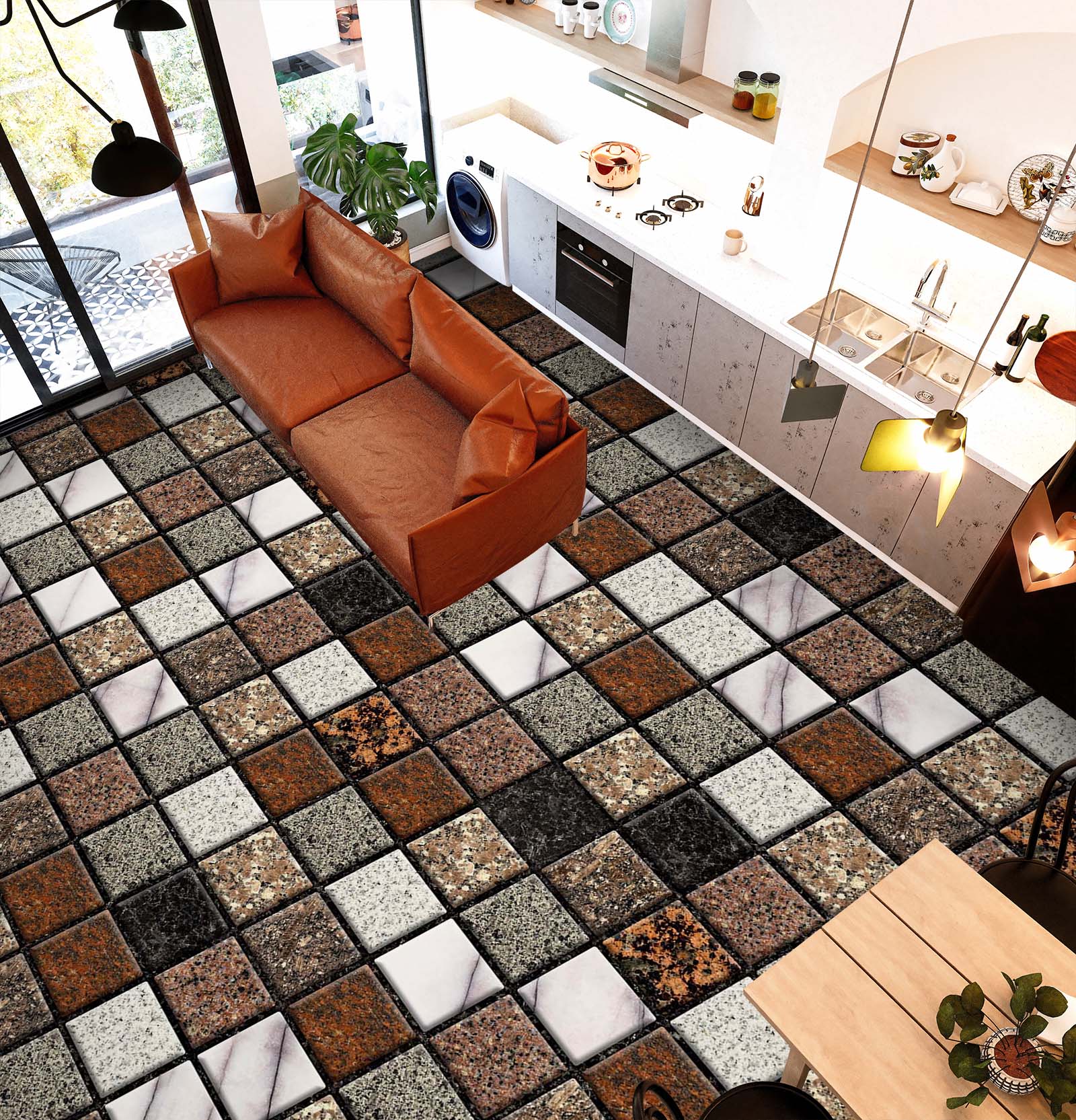 3D Advanced Square Combination 942 Floor Mural