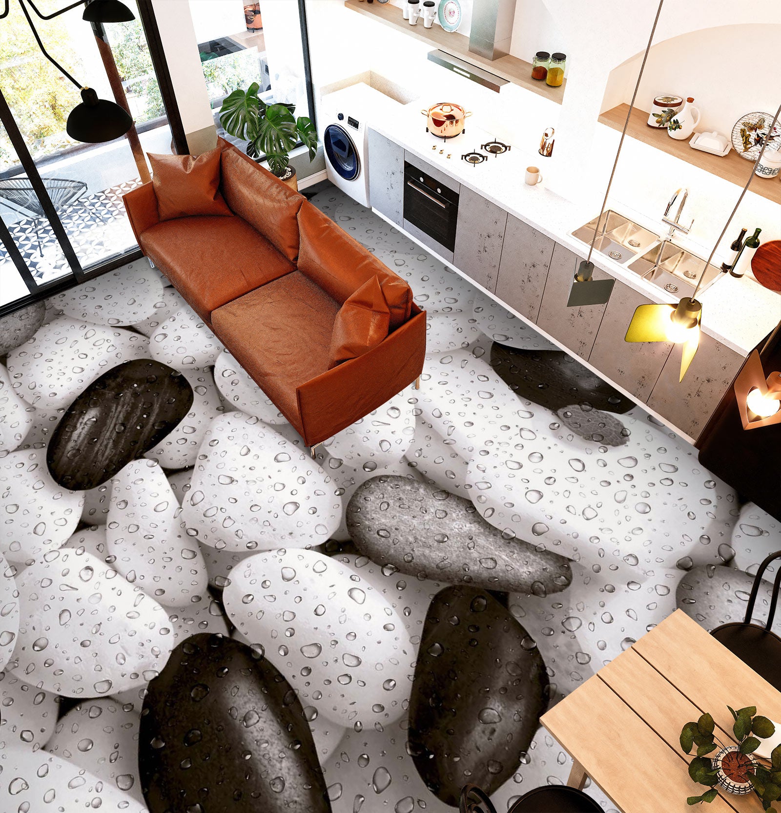 3D Water Drops And Pebbles 444 Floor Mural  Wallpaper Murals Rug & Mat Print Epoxy waterproof bath floor
